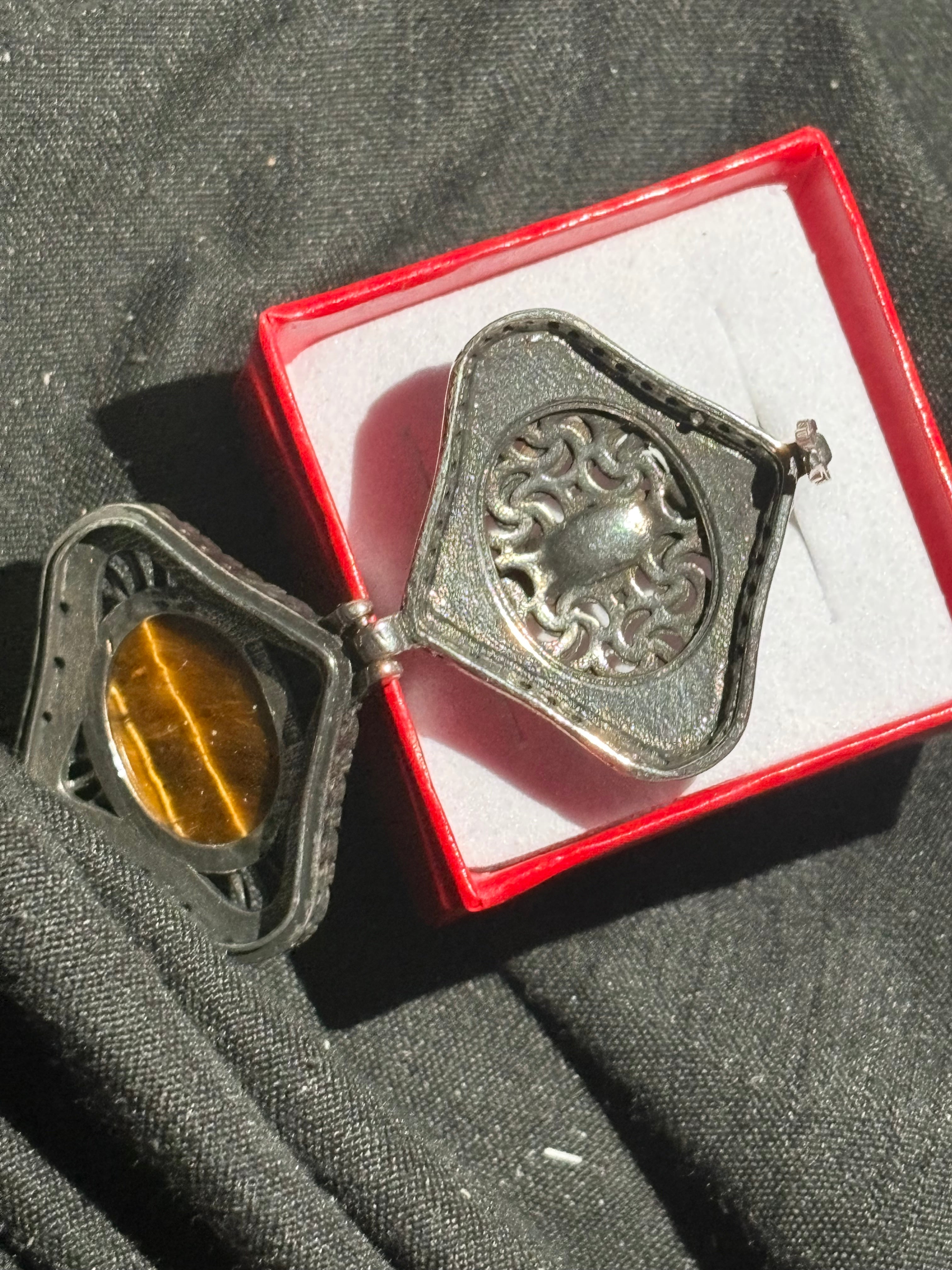 Tigers Eye Locket Ring