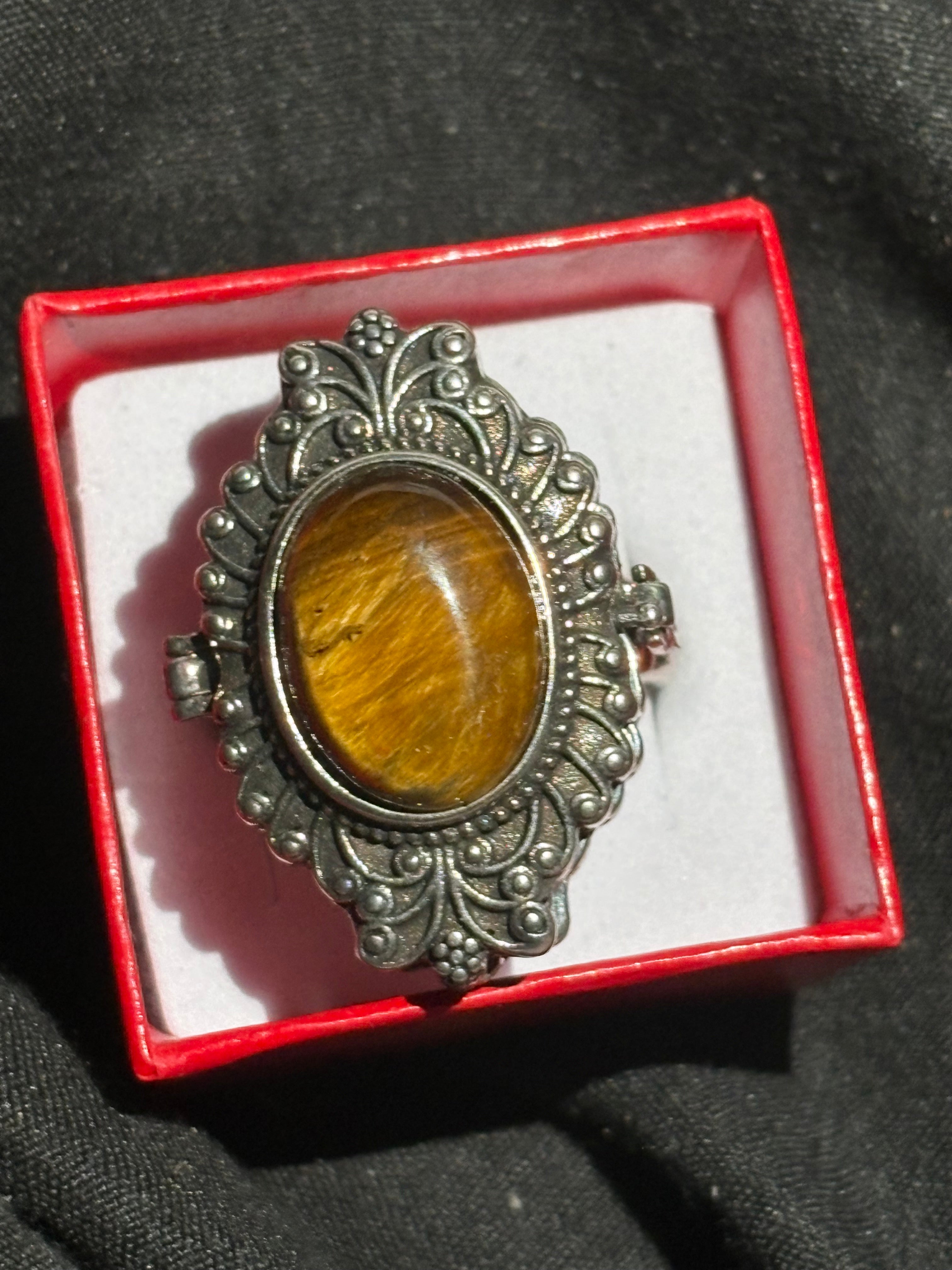 Tigers Eye Locket Ring