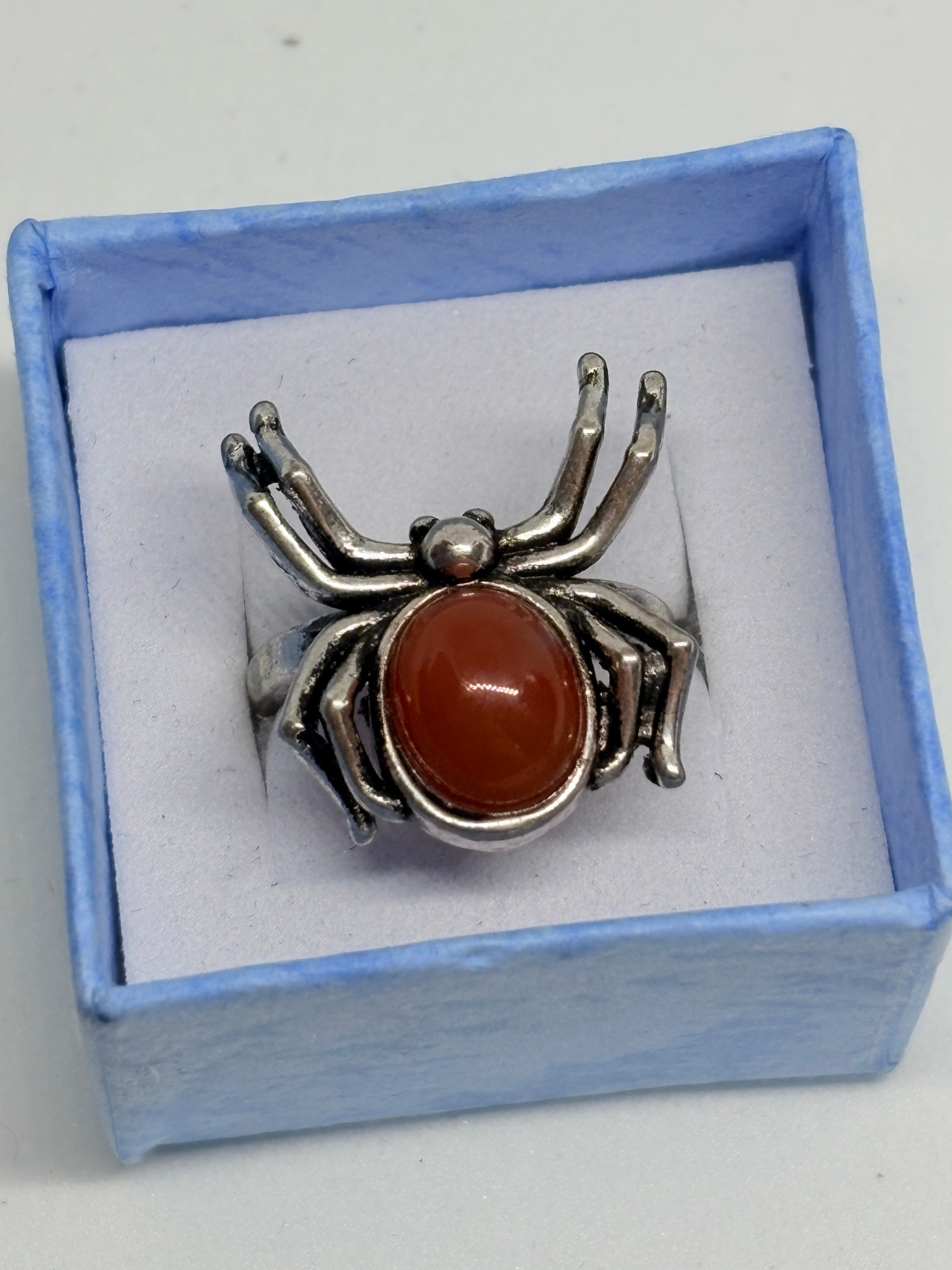 Carnelian Agate Spider Ring