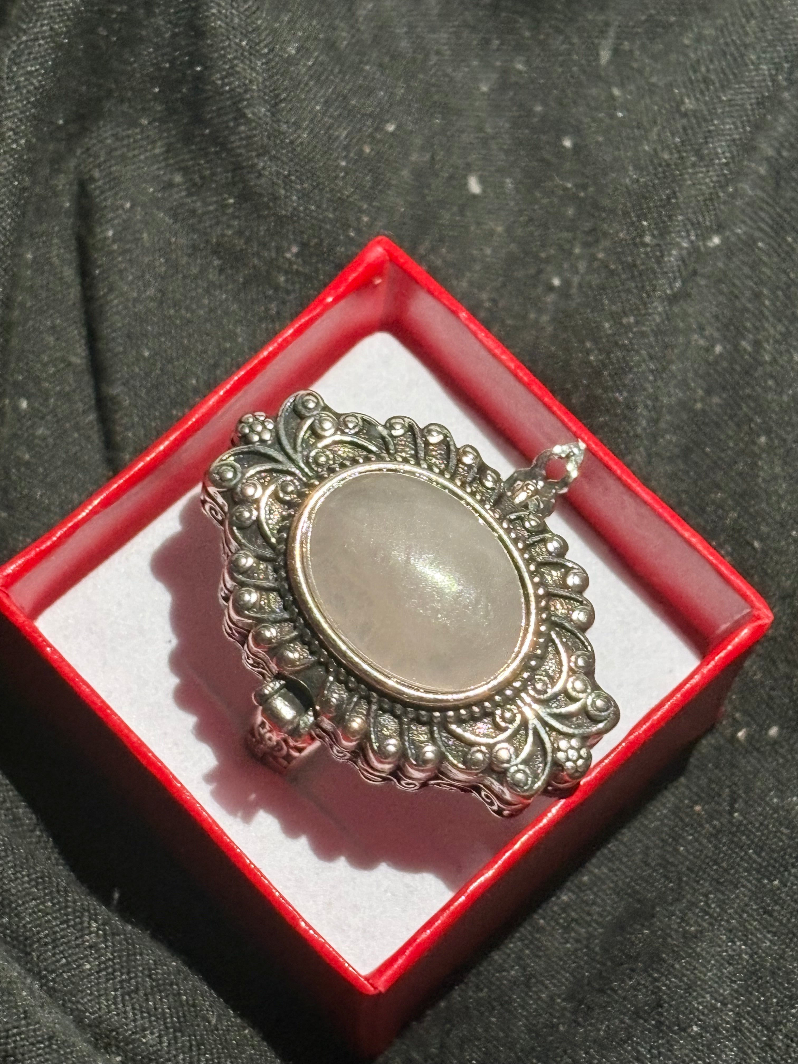 Rose Quartz Locket Ring