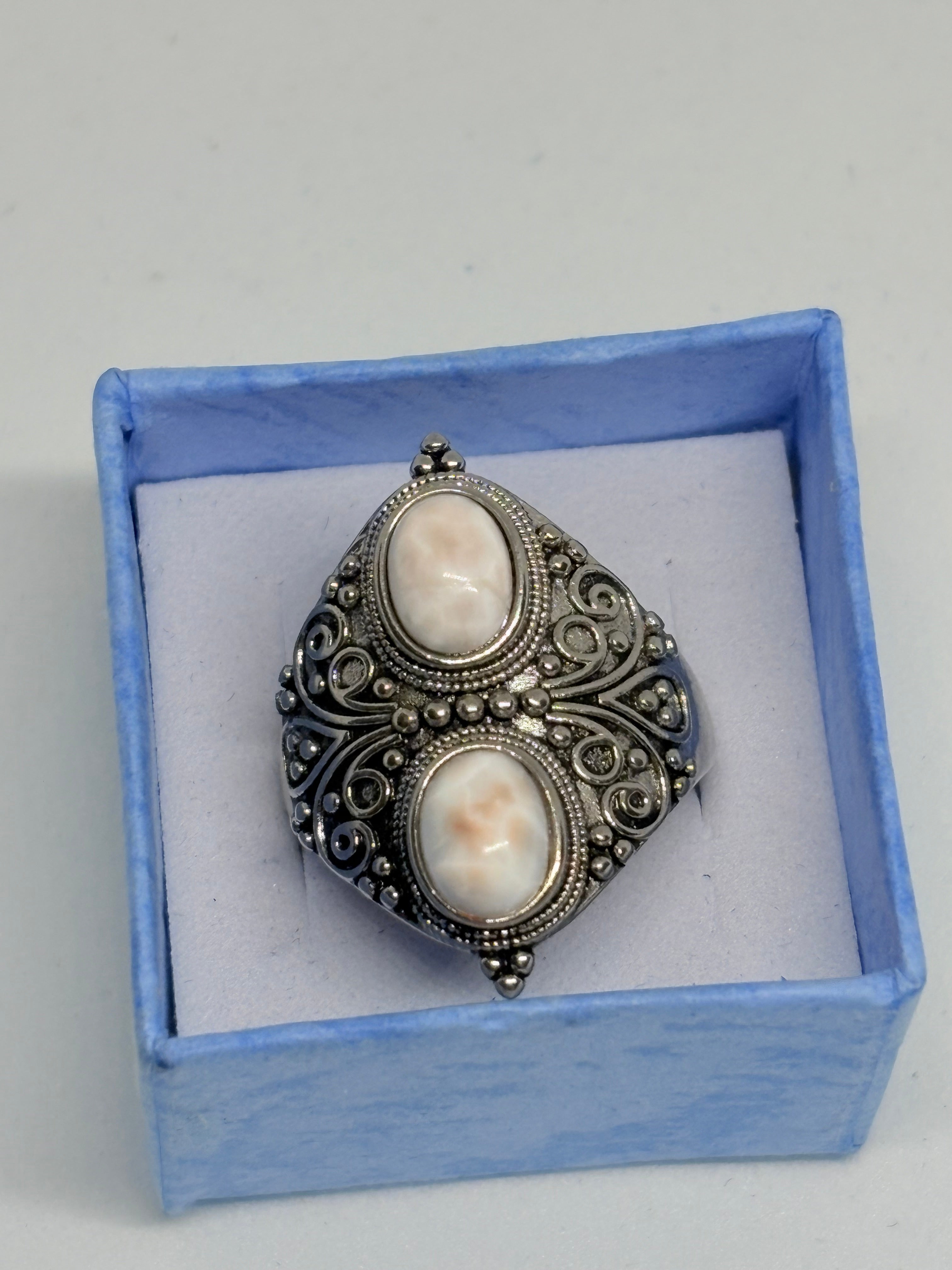 Pink Larimar Double Stone Ring