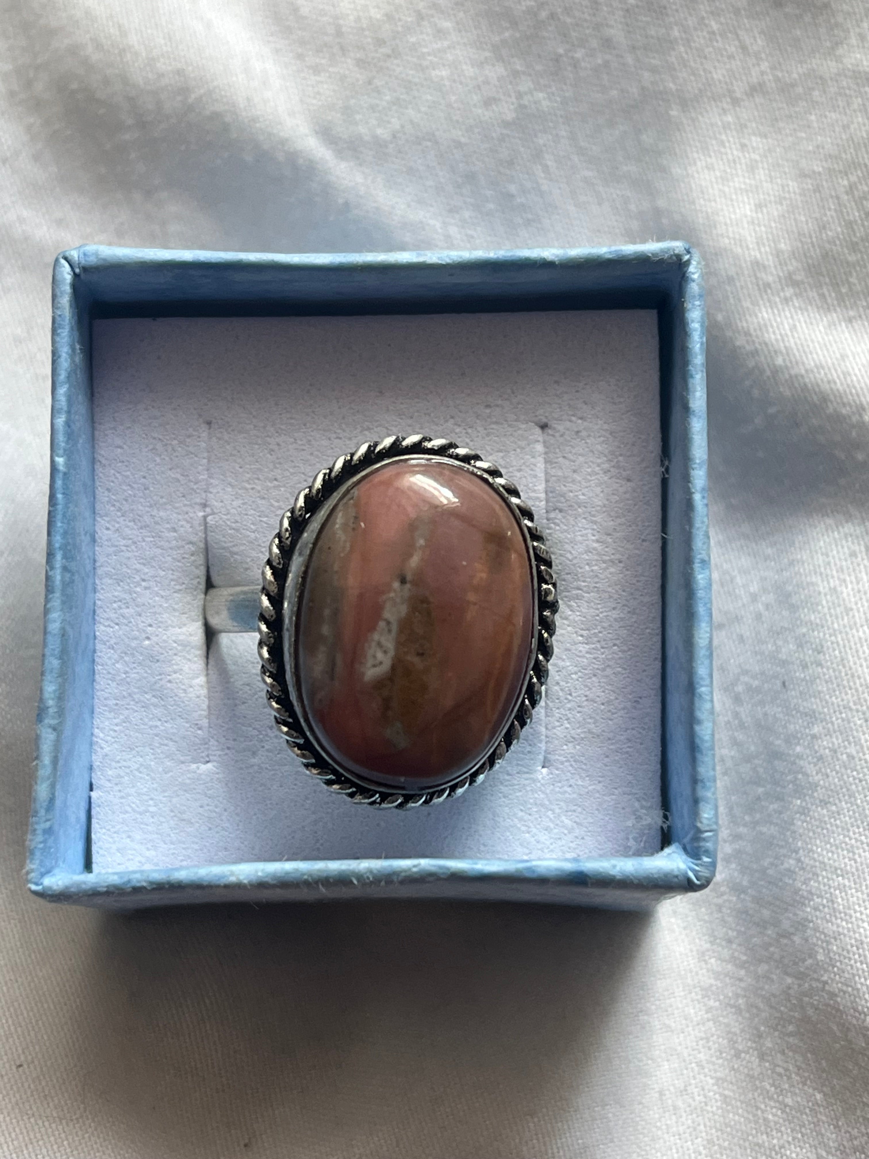 Rhodonite 925 Plated Ring