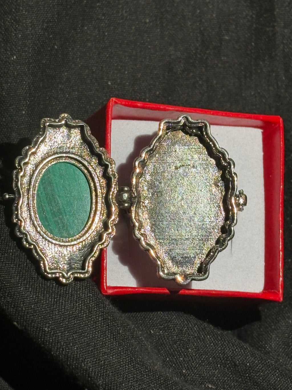 Malachite Locket Ring