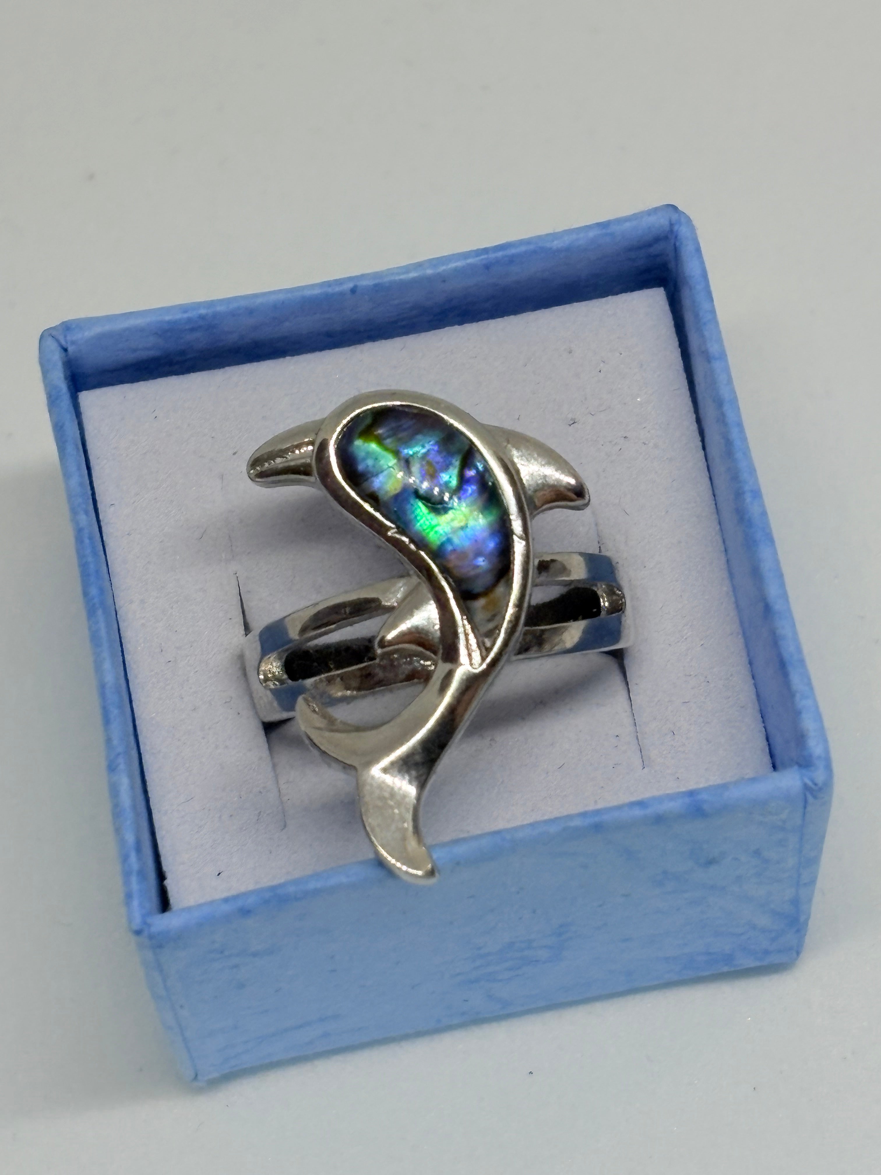 Abalone Shell Dolphin Ring