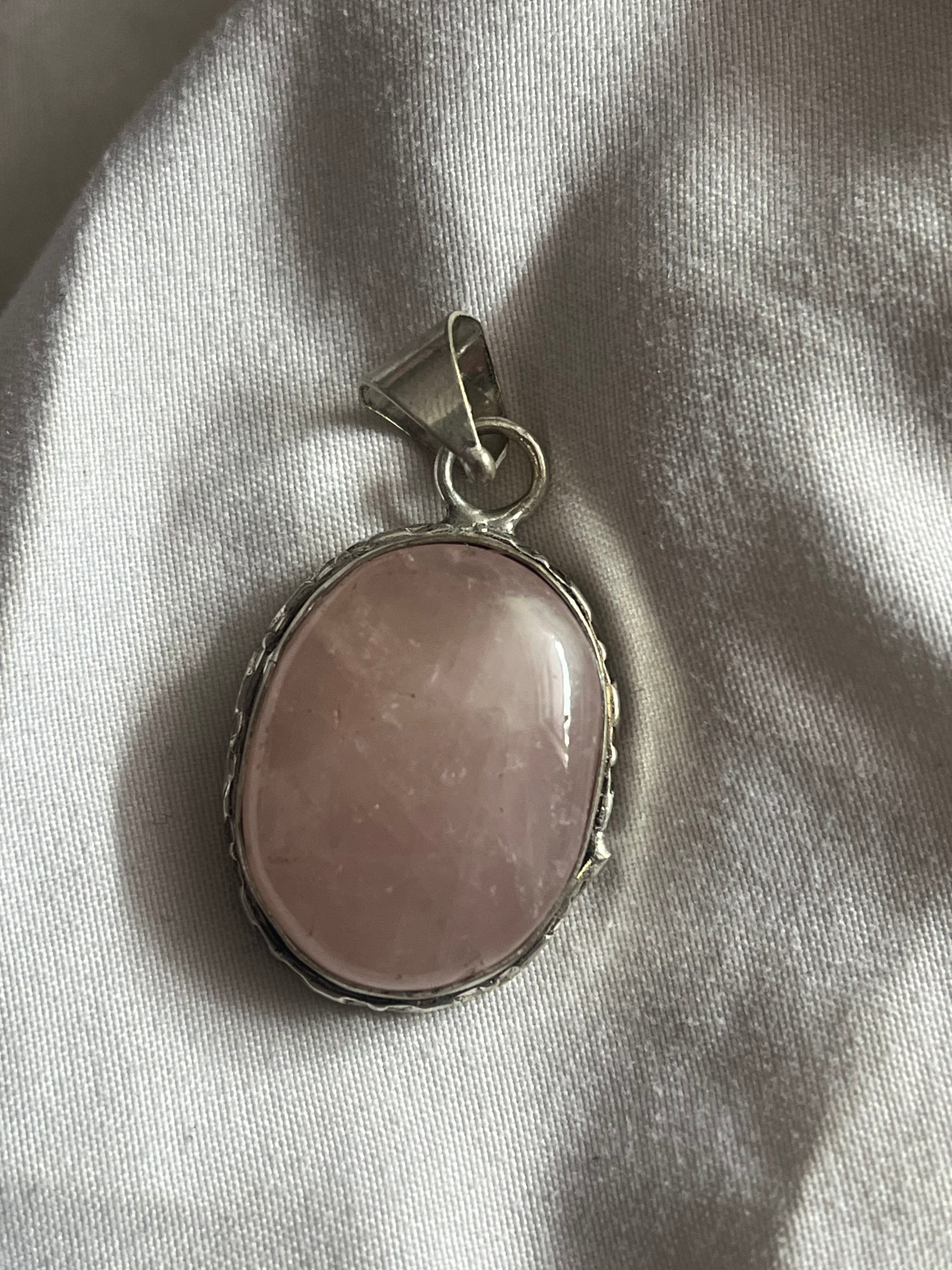 Rose Quartz 925 Plated Pendant