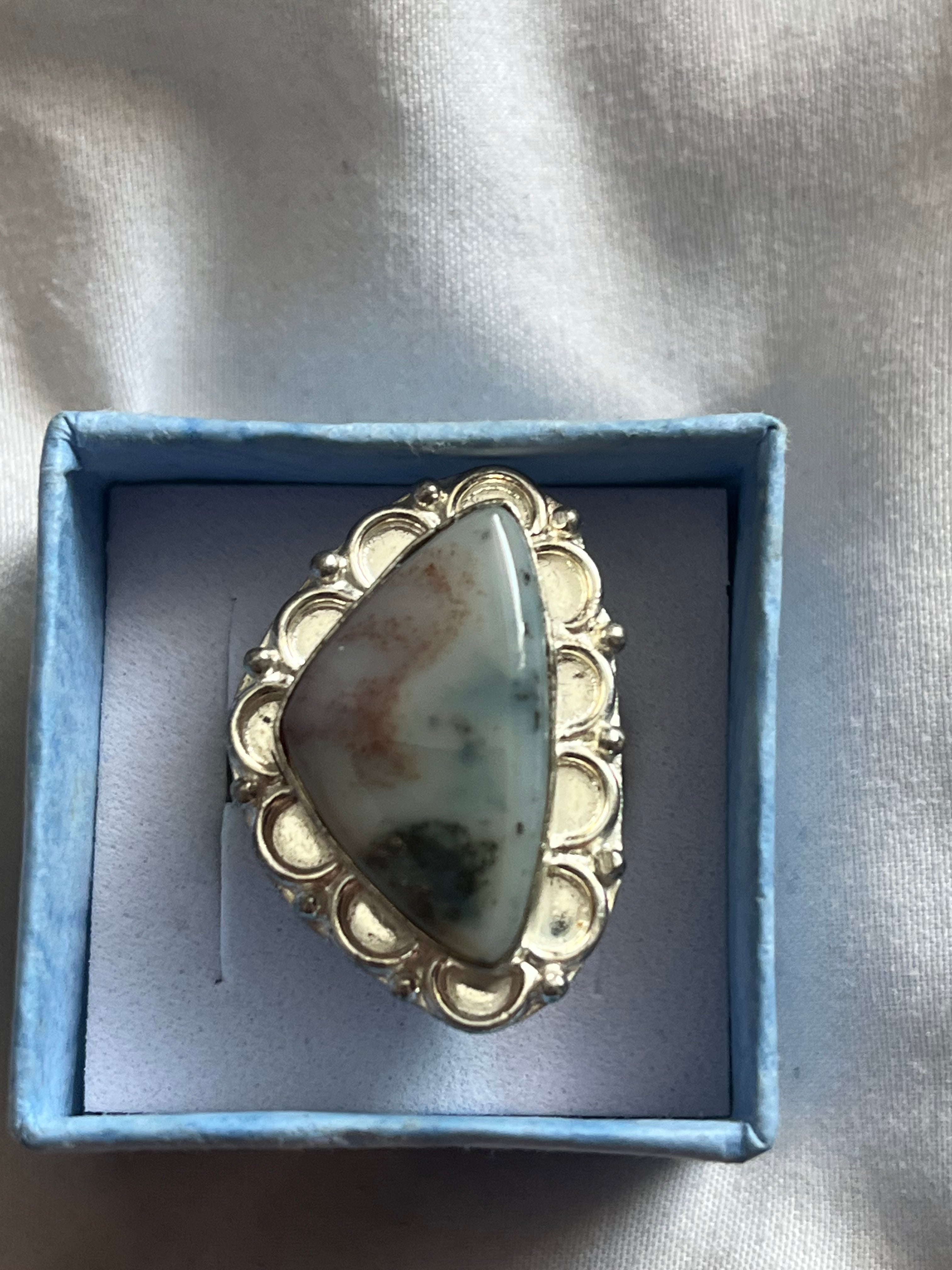 Ocean Jasper 925 Plated Ring • Size T