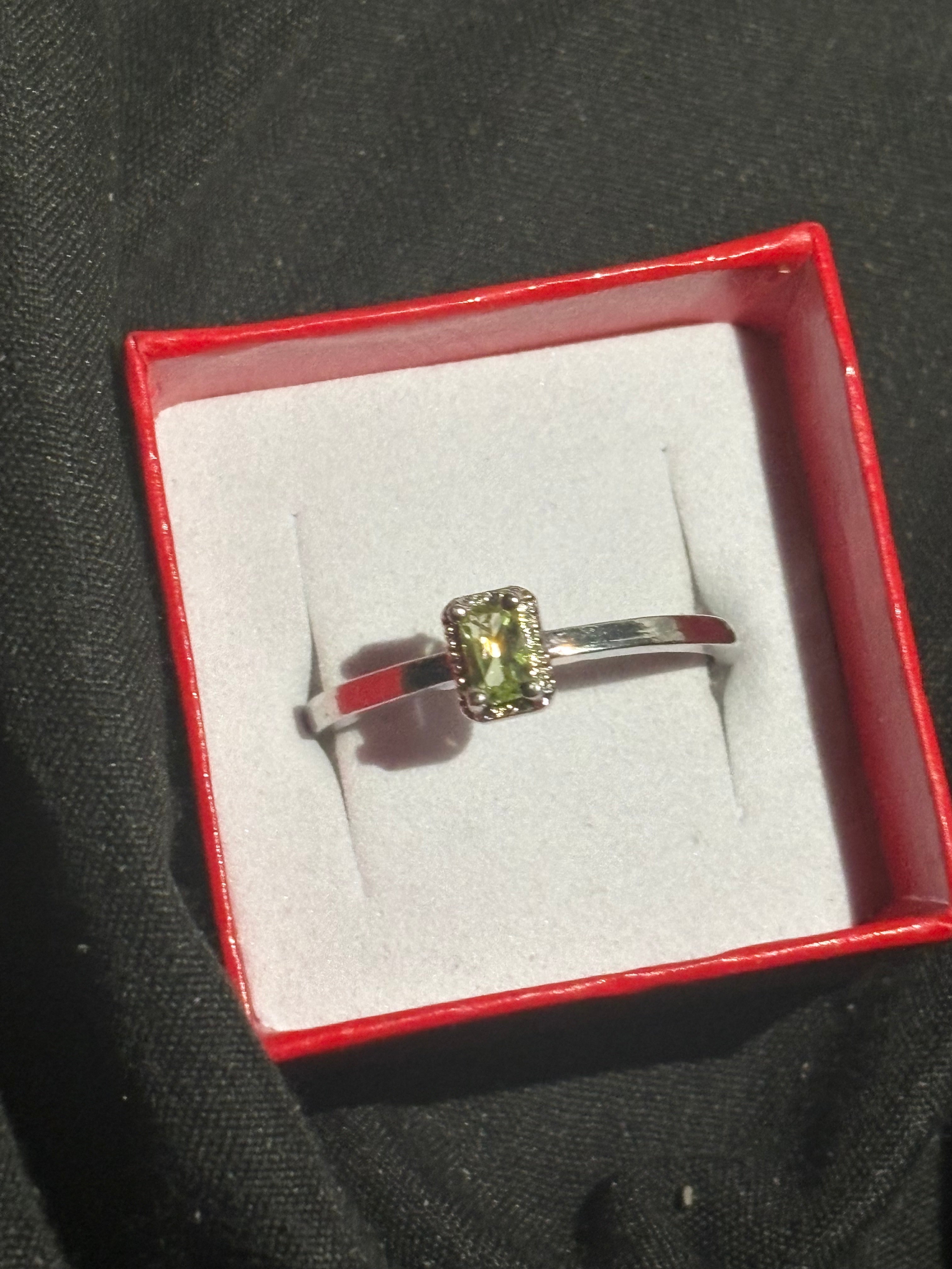 Peridot Square Cut Ring