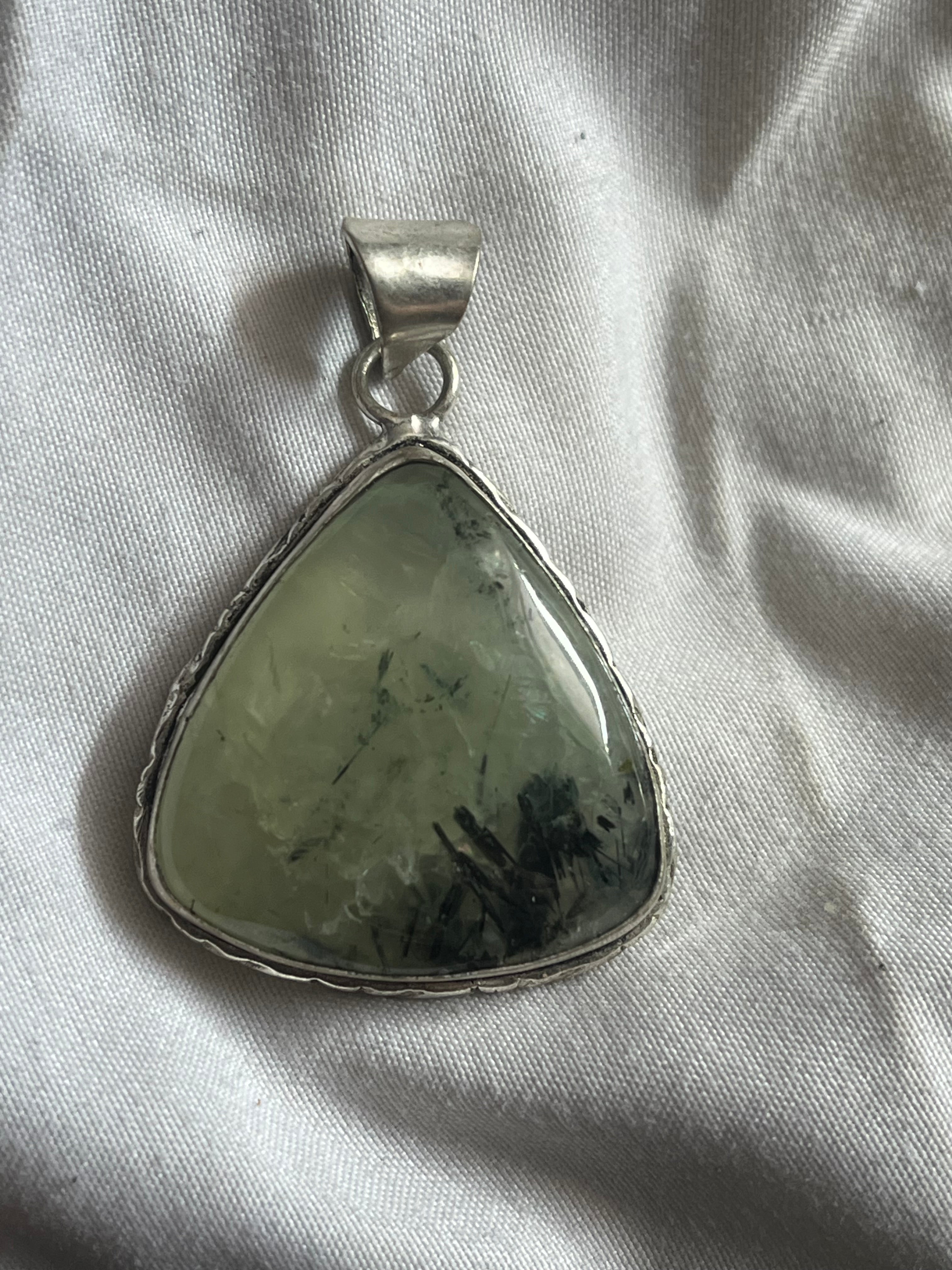 Prehnite 925 Plated Pendant