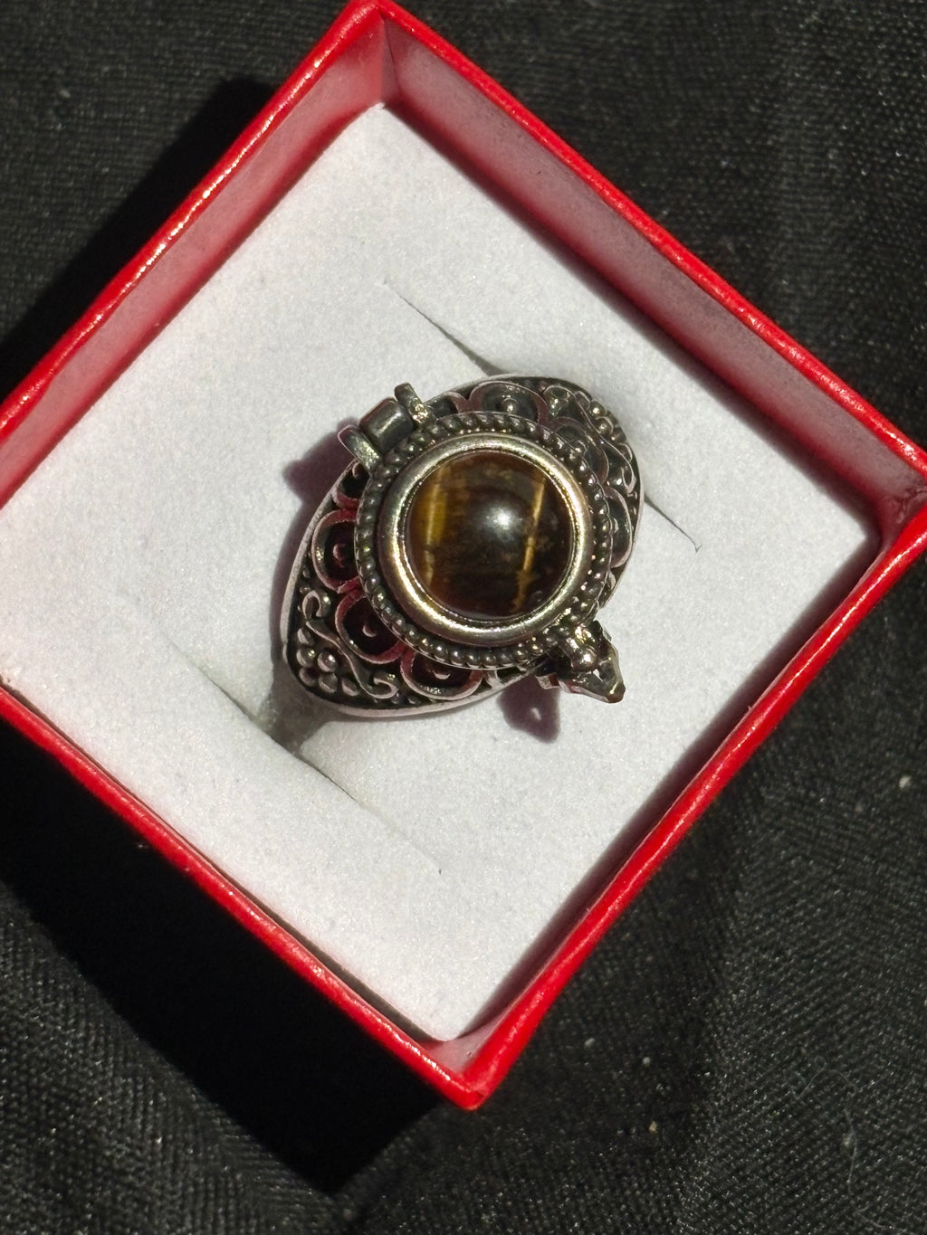 Tigers Eye Mini Locket Ring