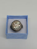 Black Shell Rose Cameo Ring