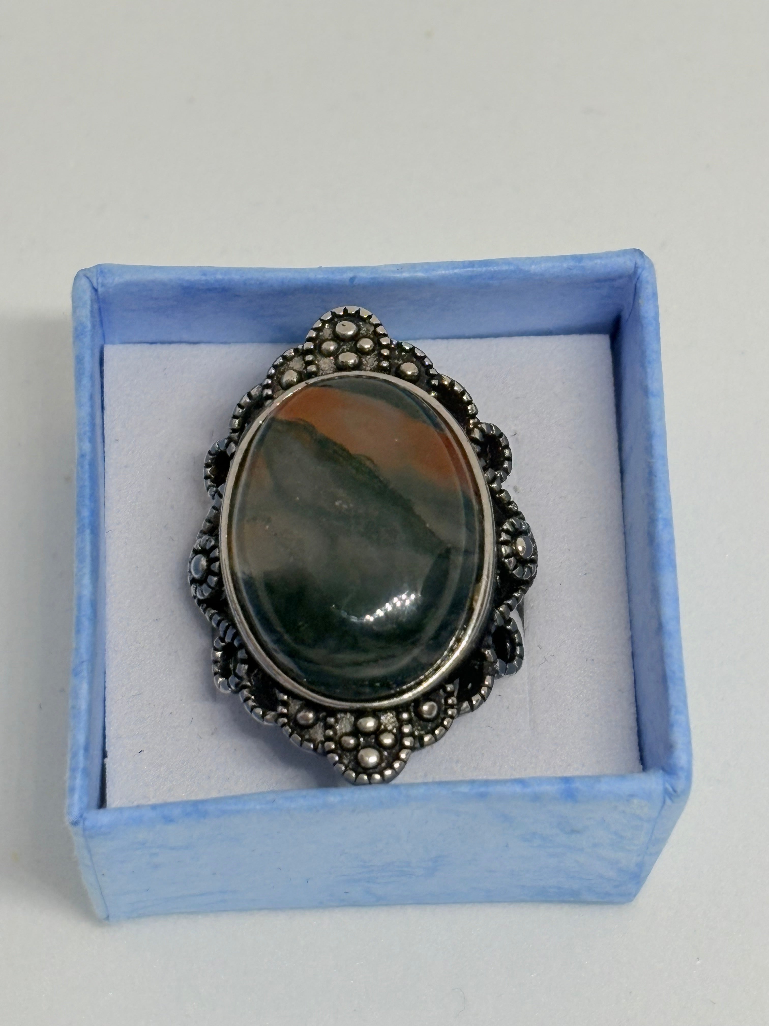 Moss Agate Vintage Style Ring