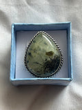 Prehnite 925 Plated Ring • Size R