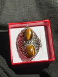 Tigers Eye Double Stone Ring