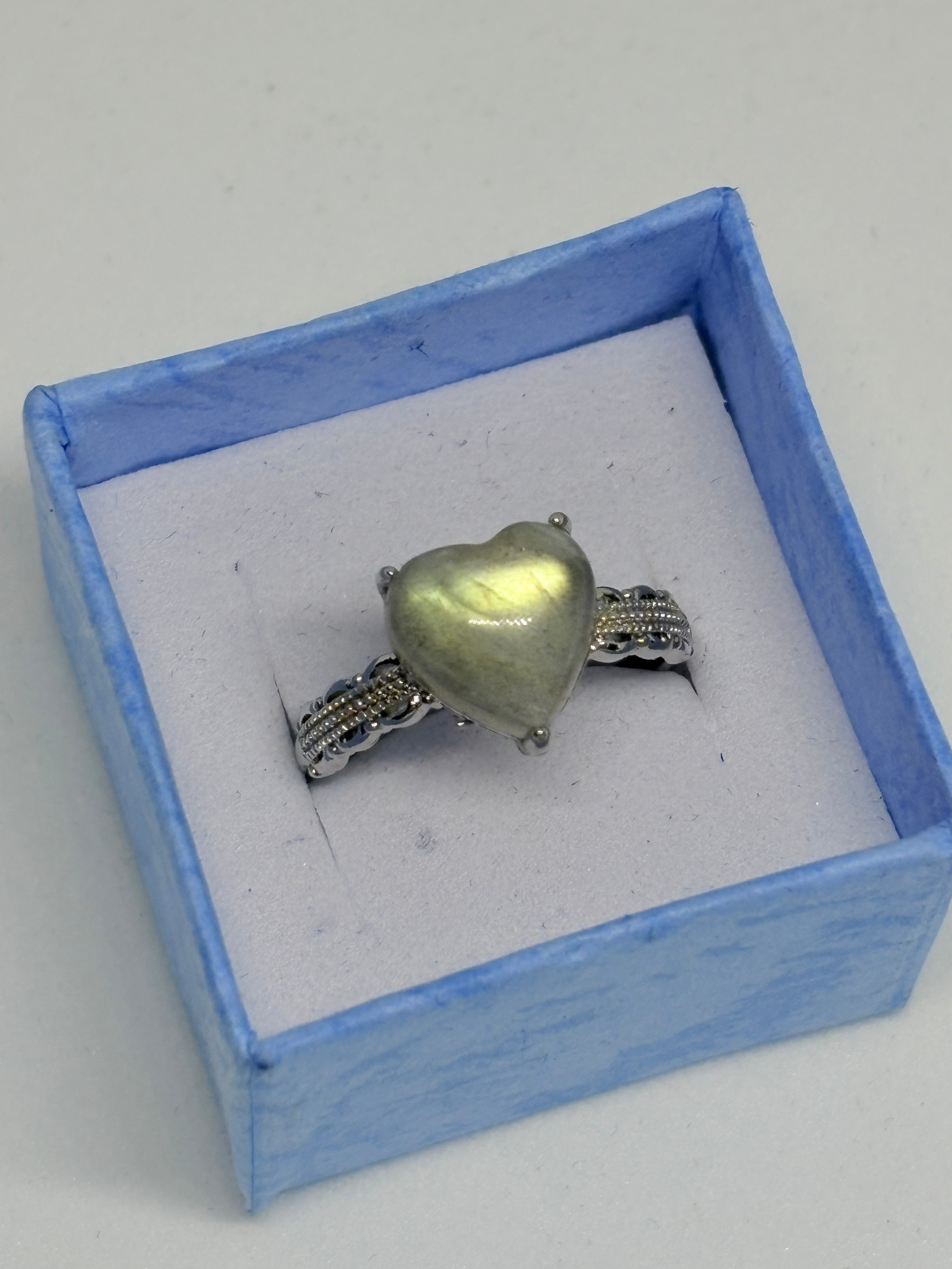Labradorite Heart Ring
