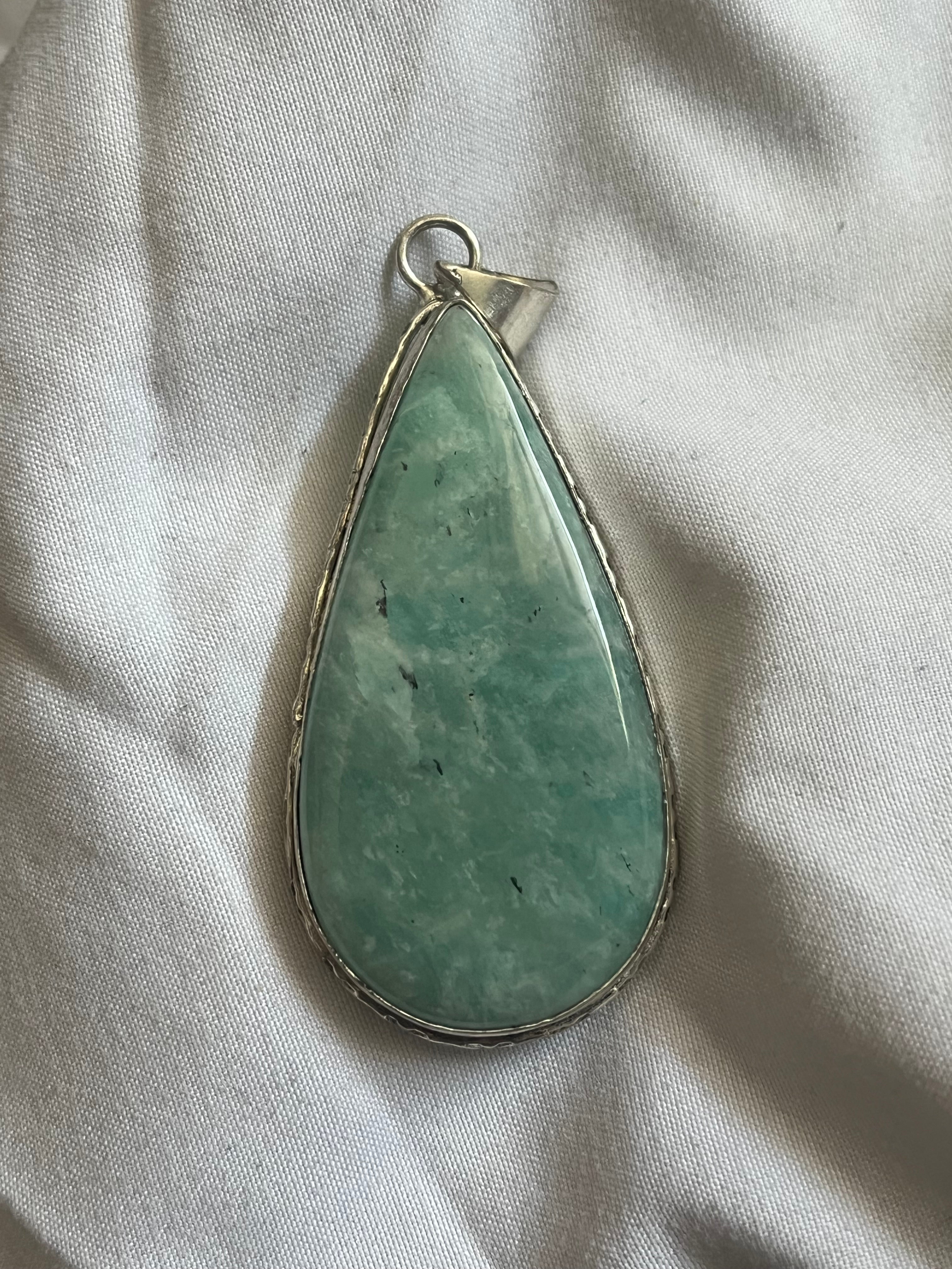 Amazonite 925 Plated Pendant