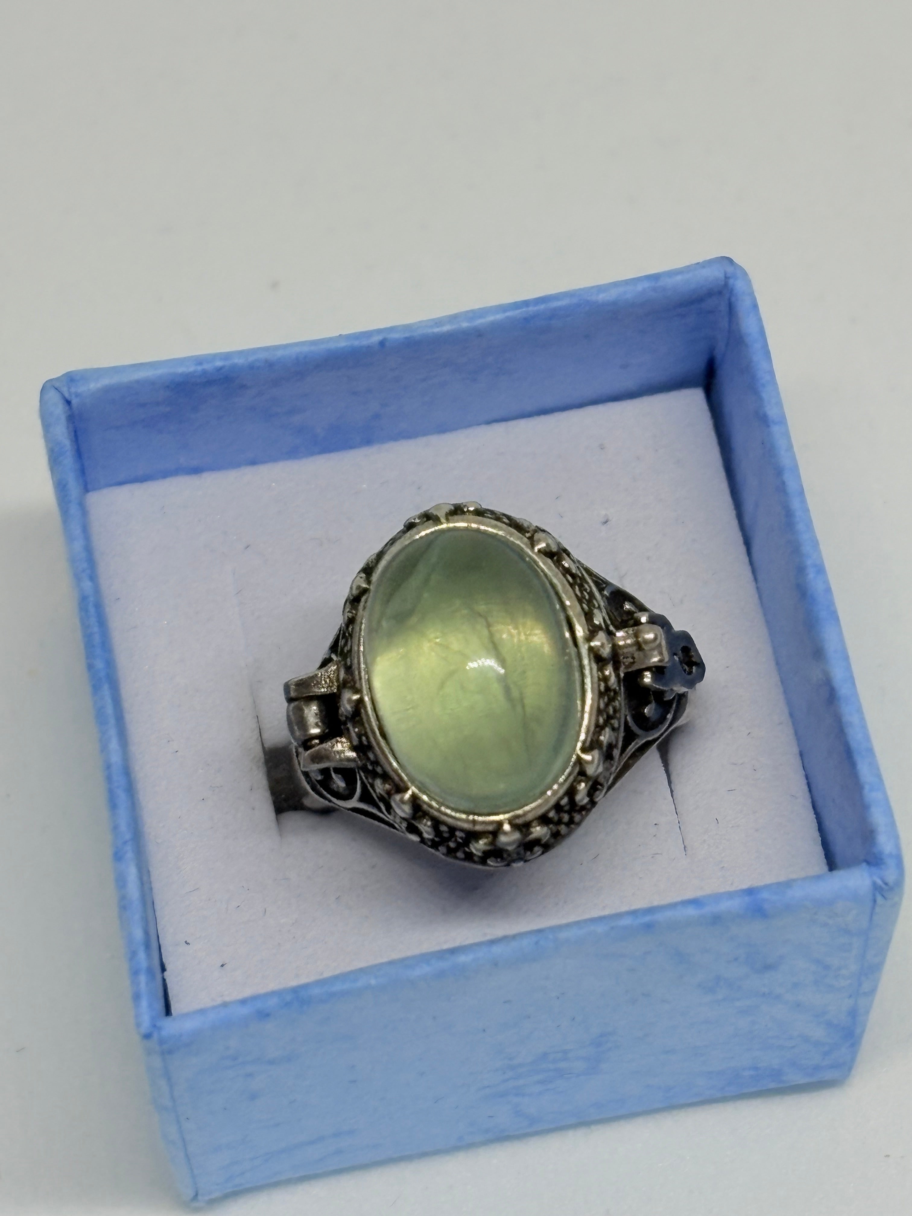 Green Fluorite Locket Ring