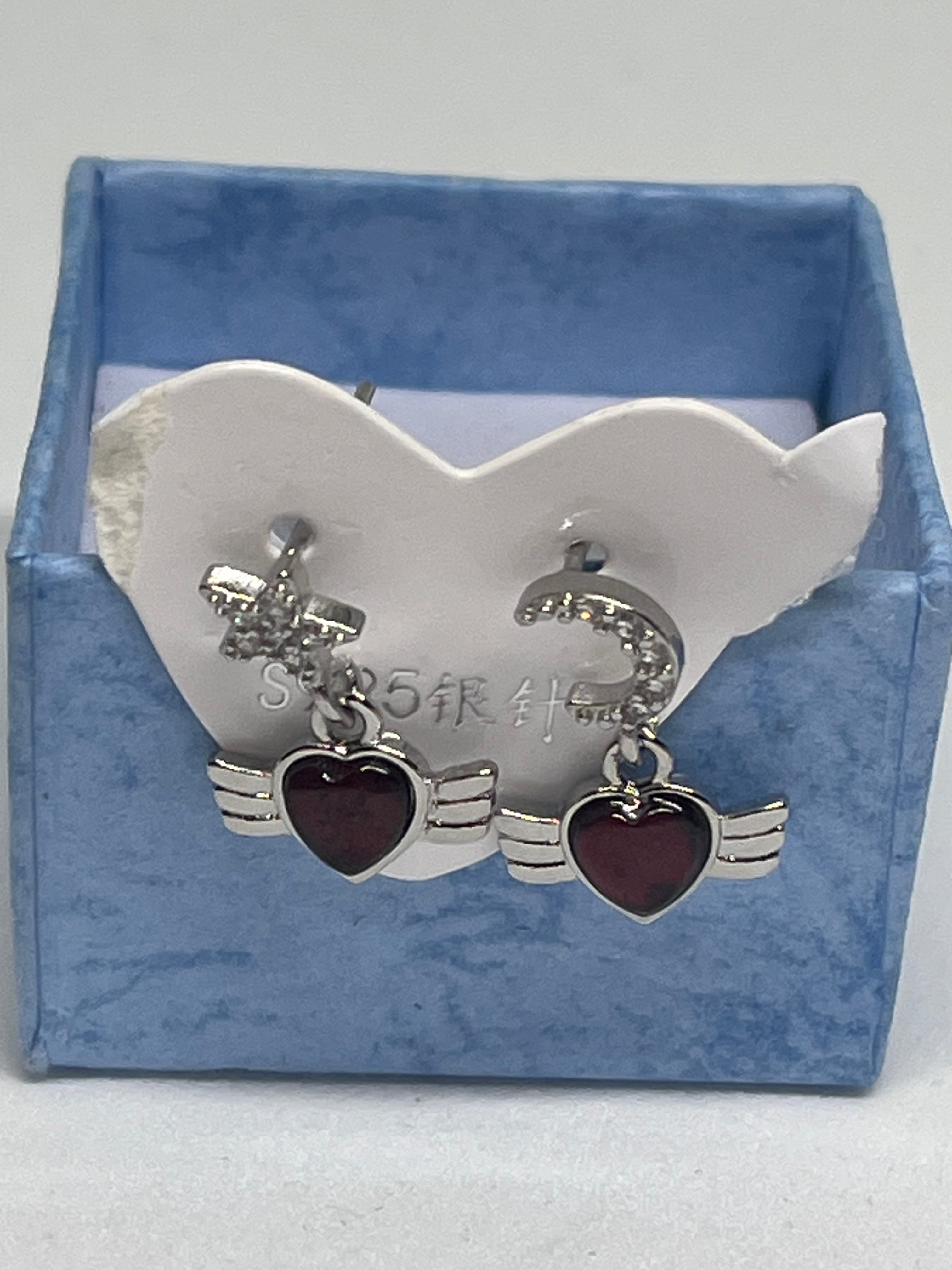 S925 Garnet Y2K Earrings