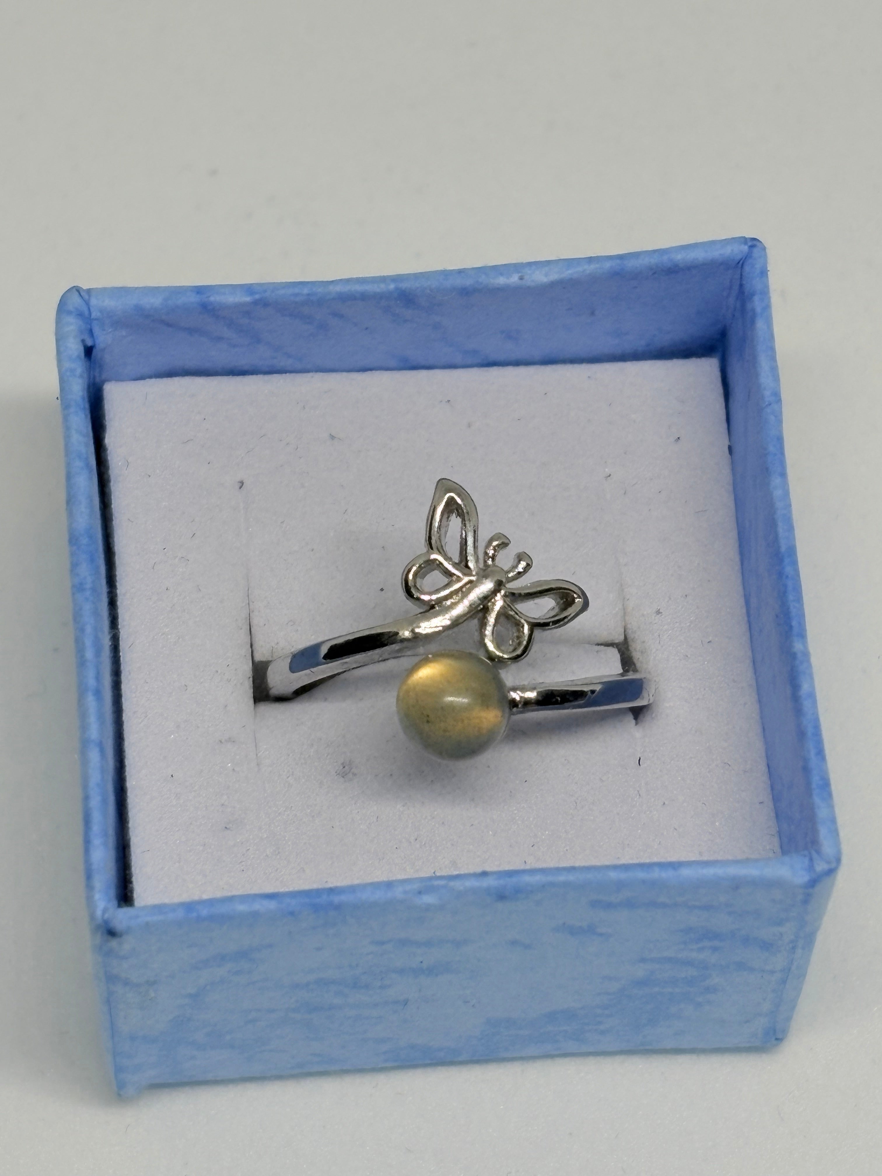 Labradorite Butterfly Ring