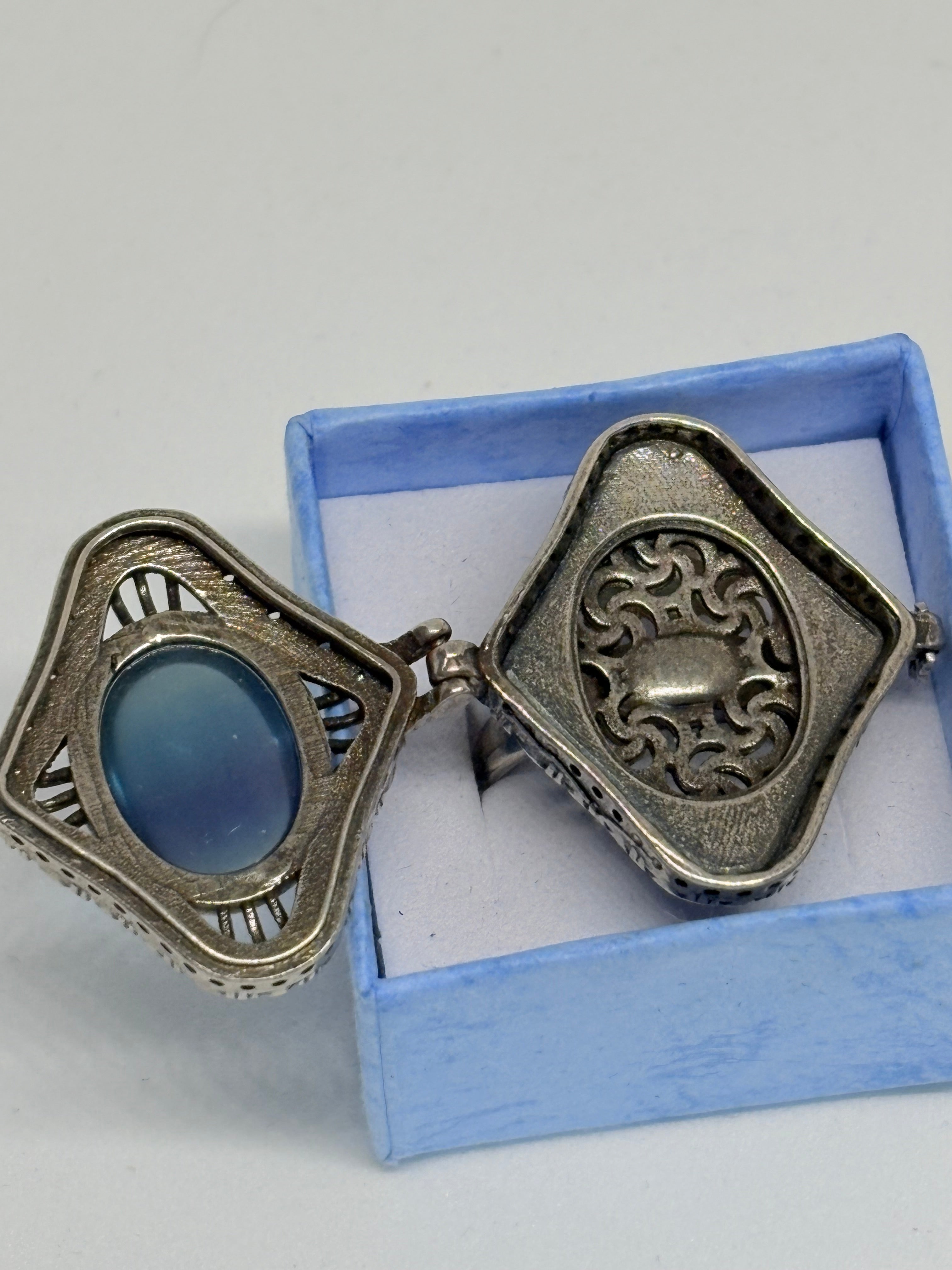 Blue Fluorite Locket Ring