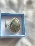 Labradorite 925 Plated Ring • Size R