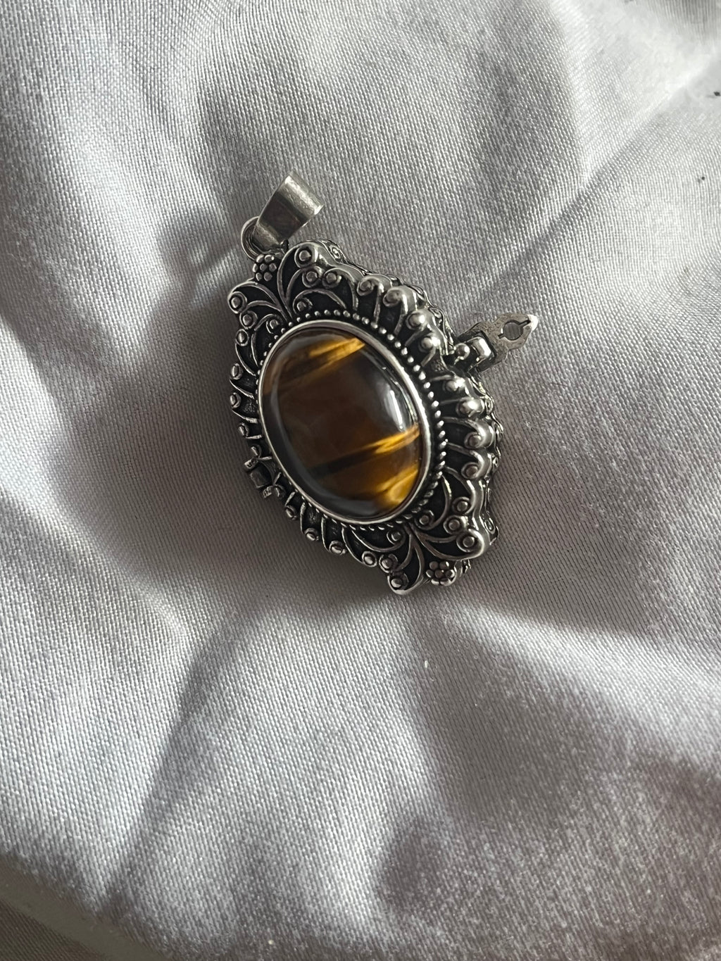 Tigers Eye Vintage Style Locket Pendant