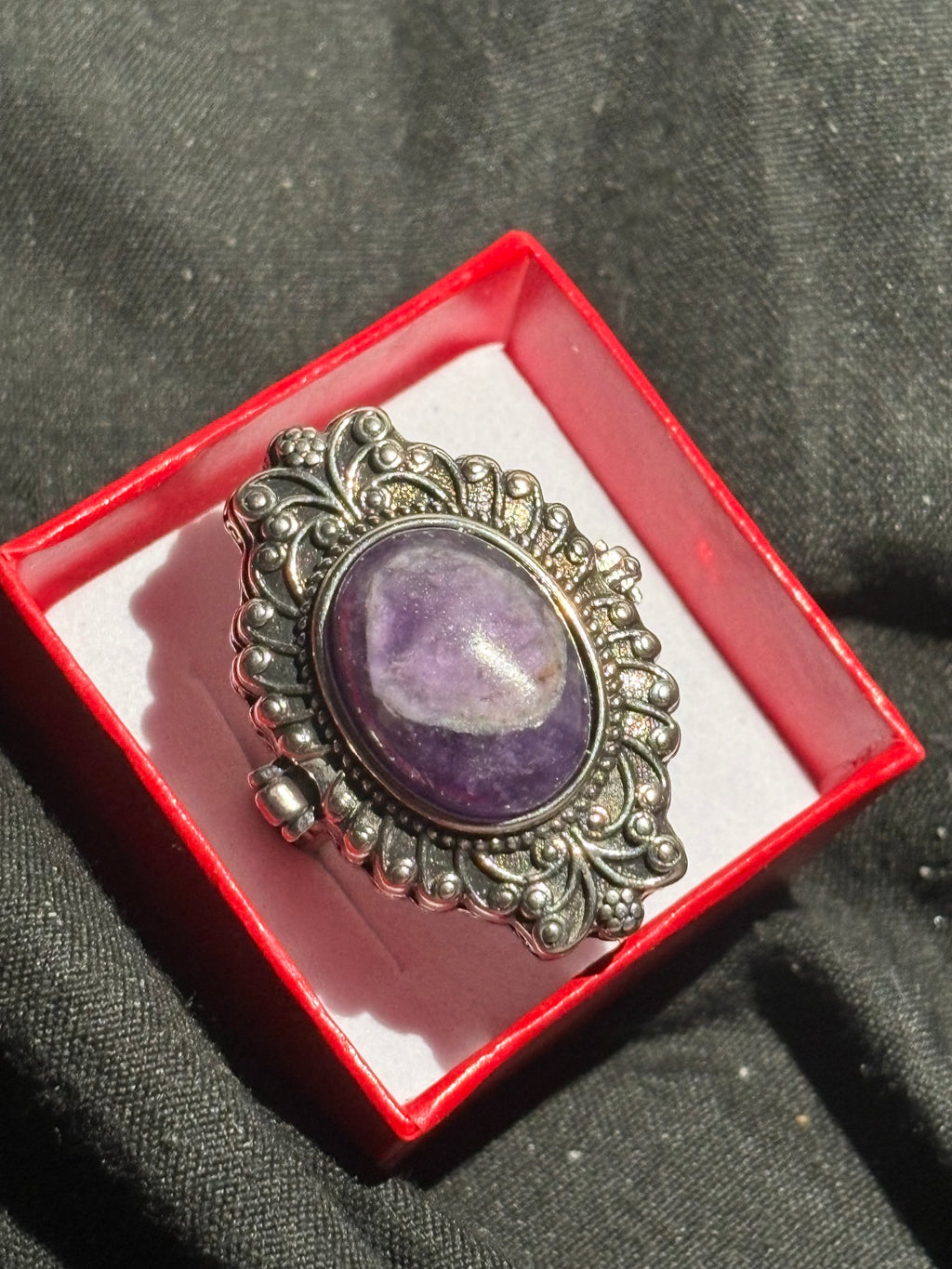 Amethyst Locket Ring