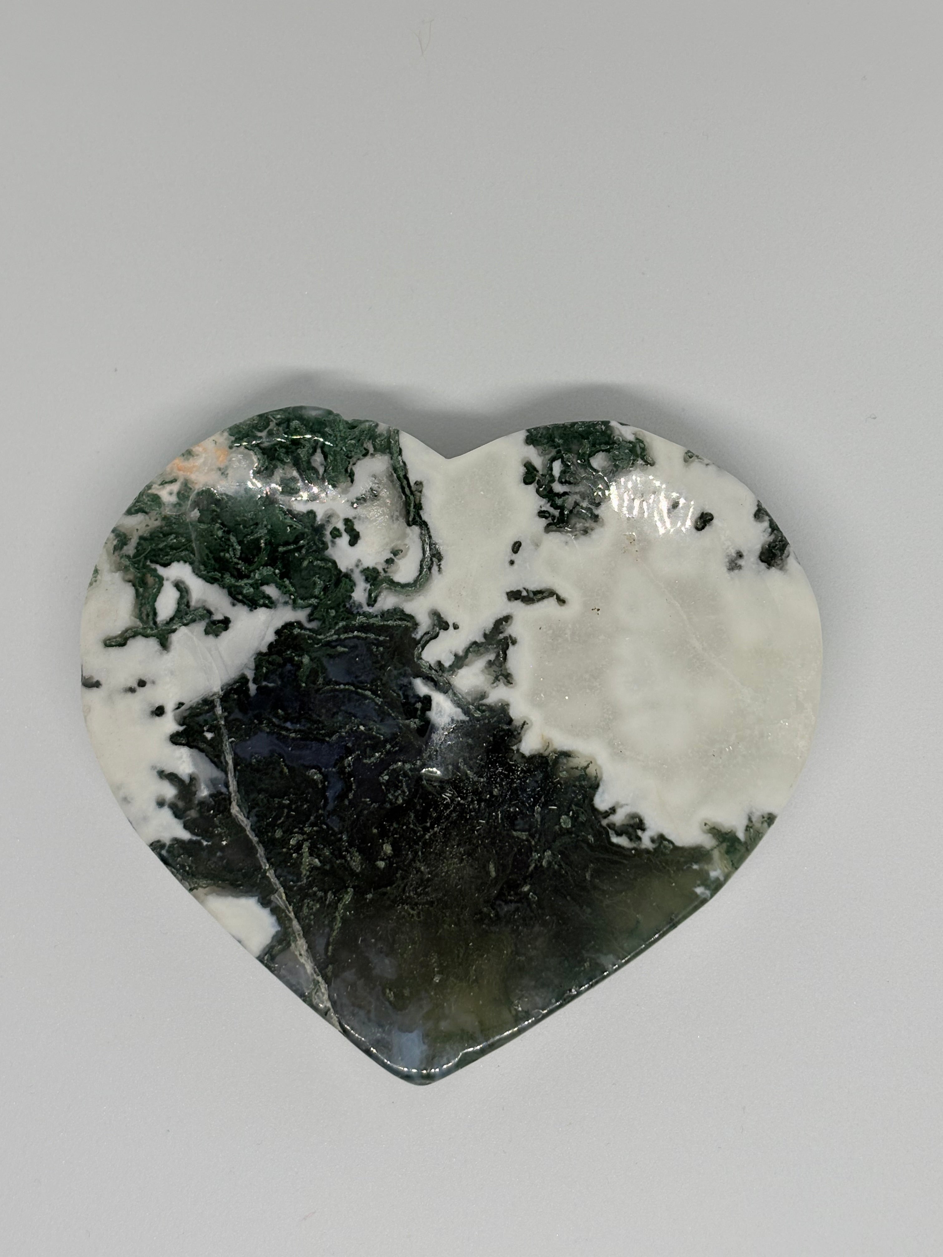 Moss Agate Heart Trinket Dish
