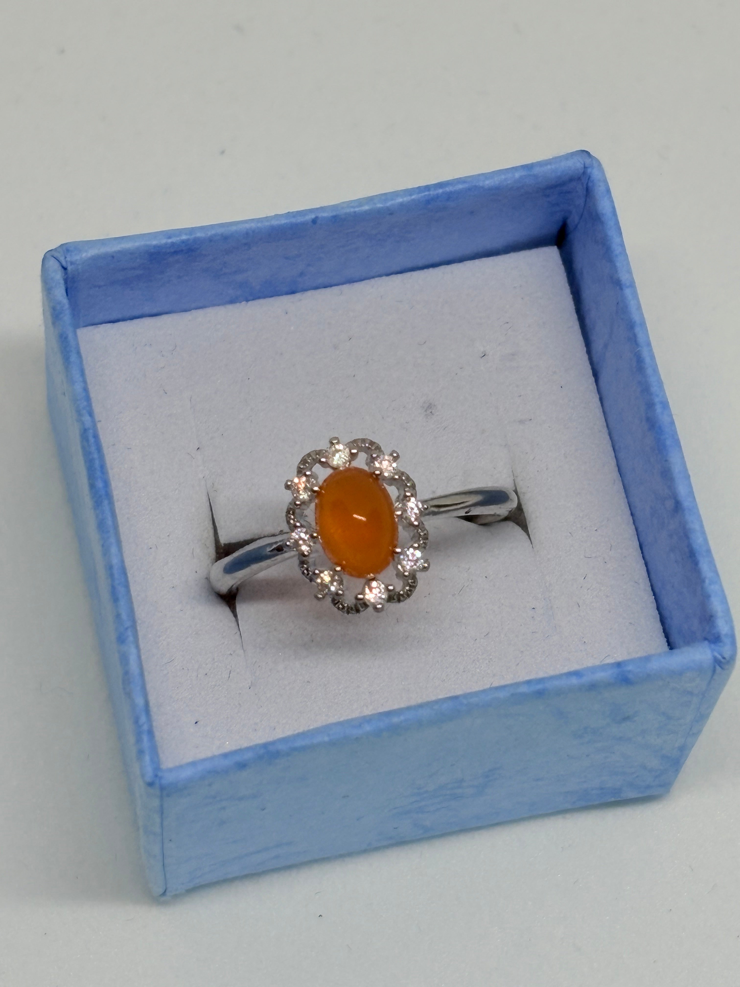 Simple Orange Opal Ring