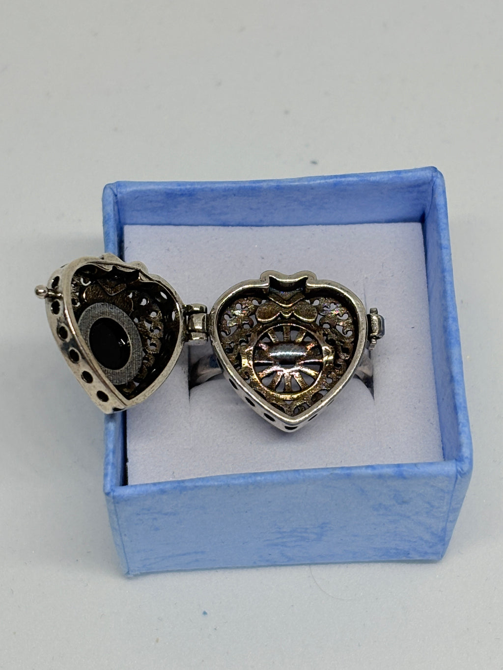 Abalone Shell Heart Locket Ring