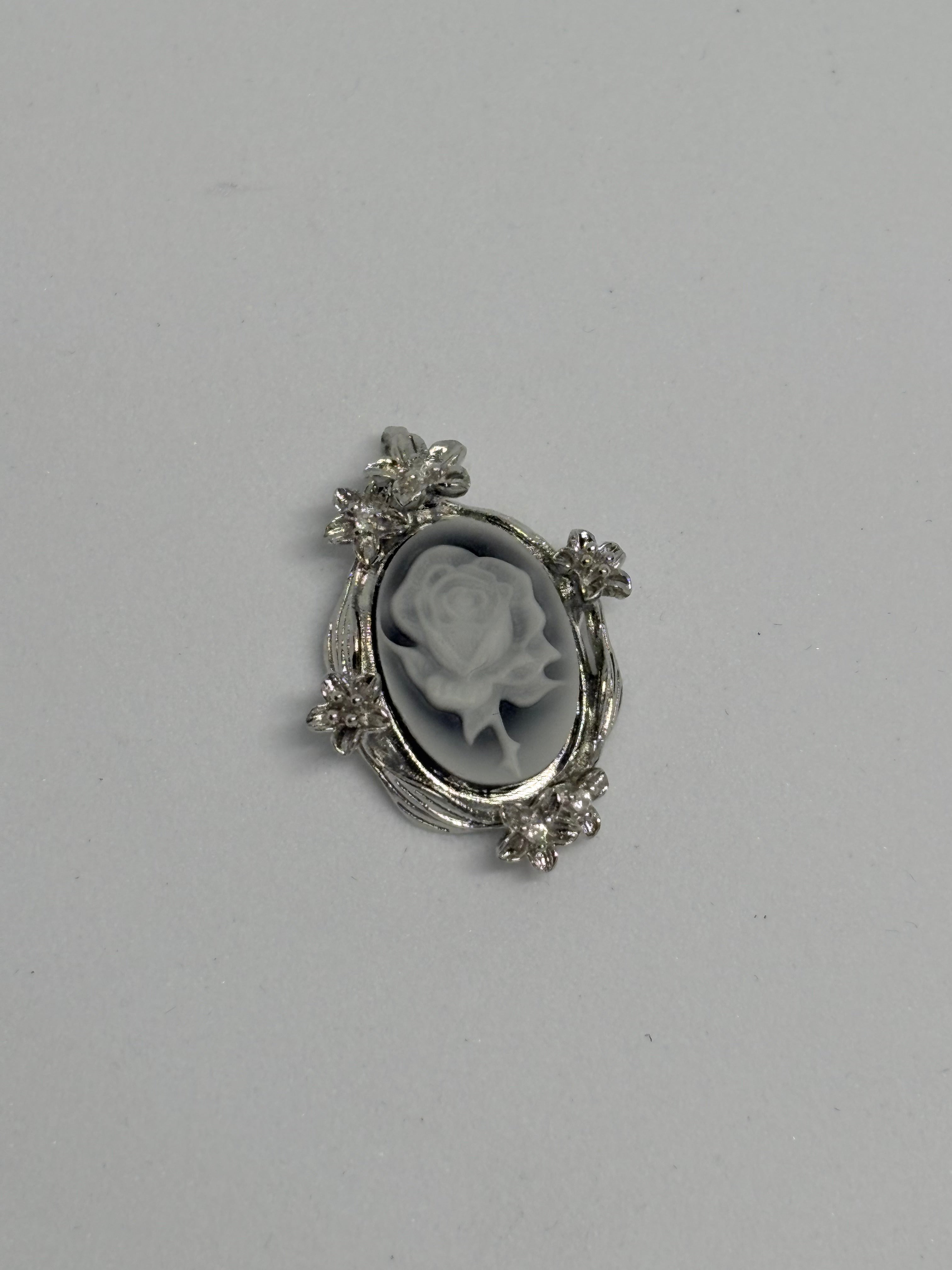 Black Rose Agate Cameo Pendant