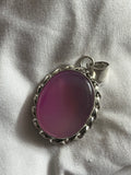 Pink Agate 925 Plated Pendant