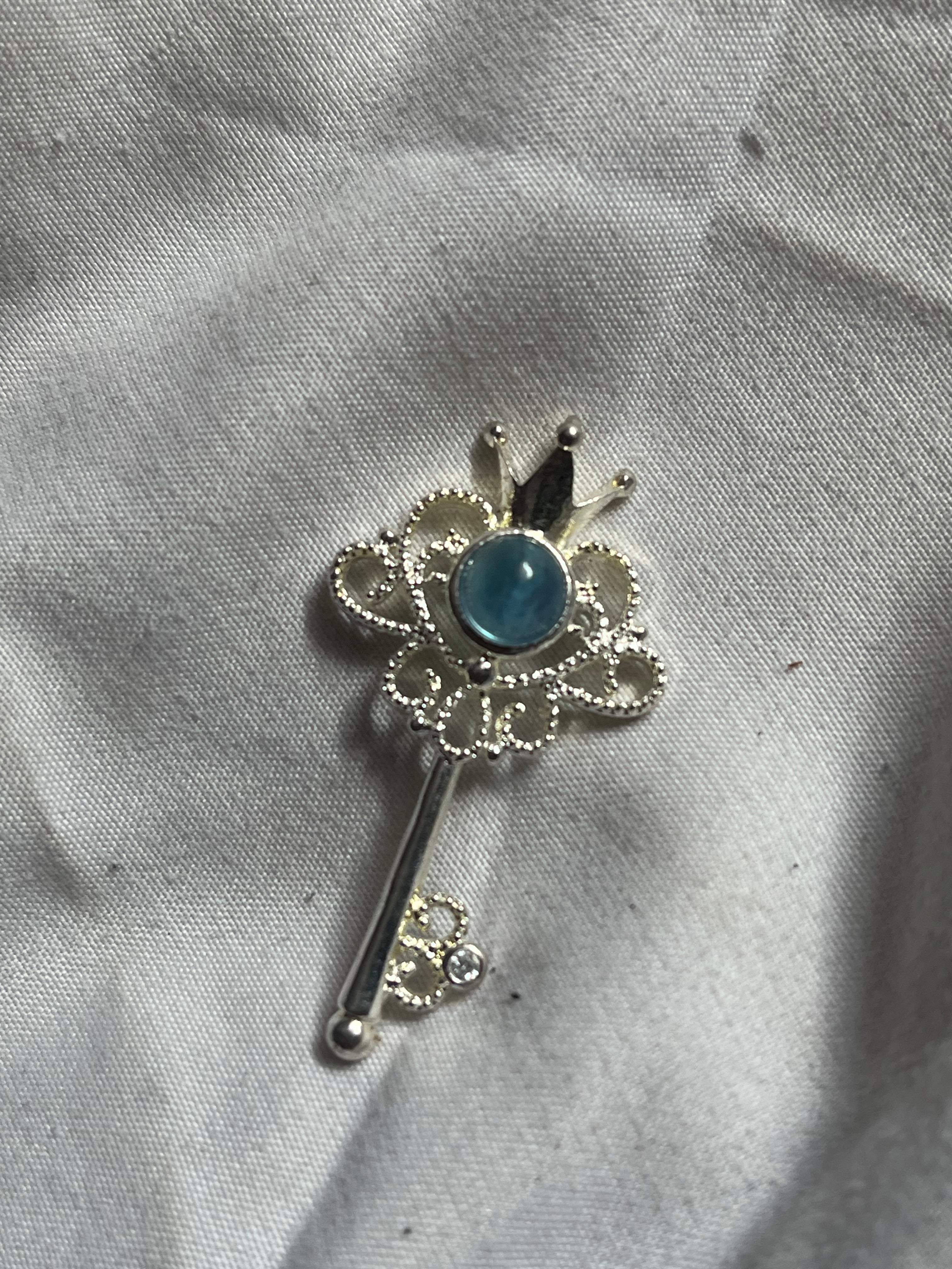 Aquamarine Key Pendant