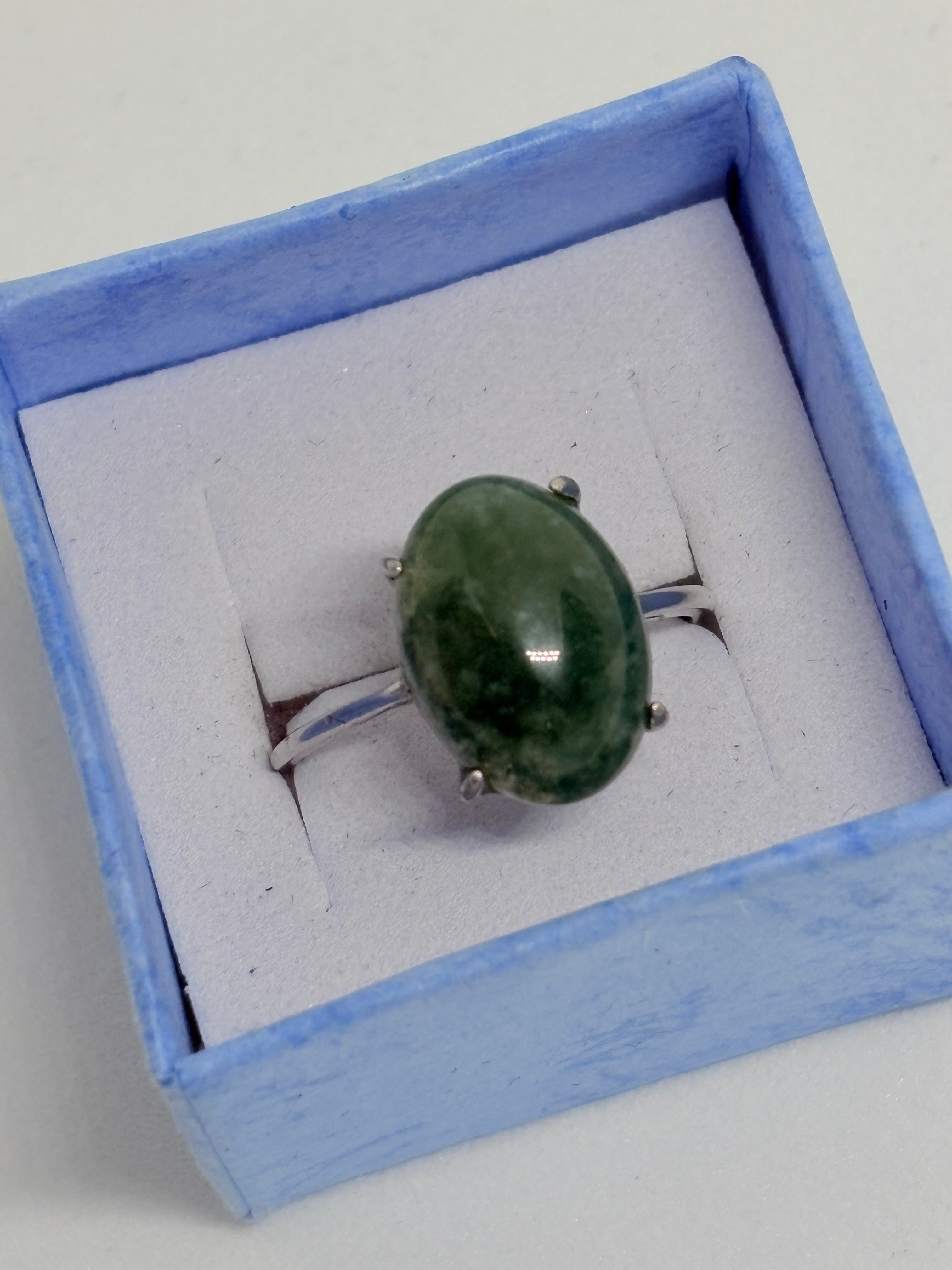 Moss Agate Simple Ring