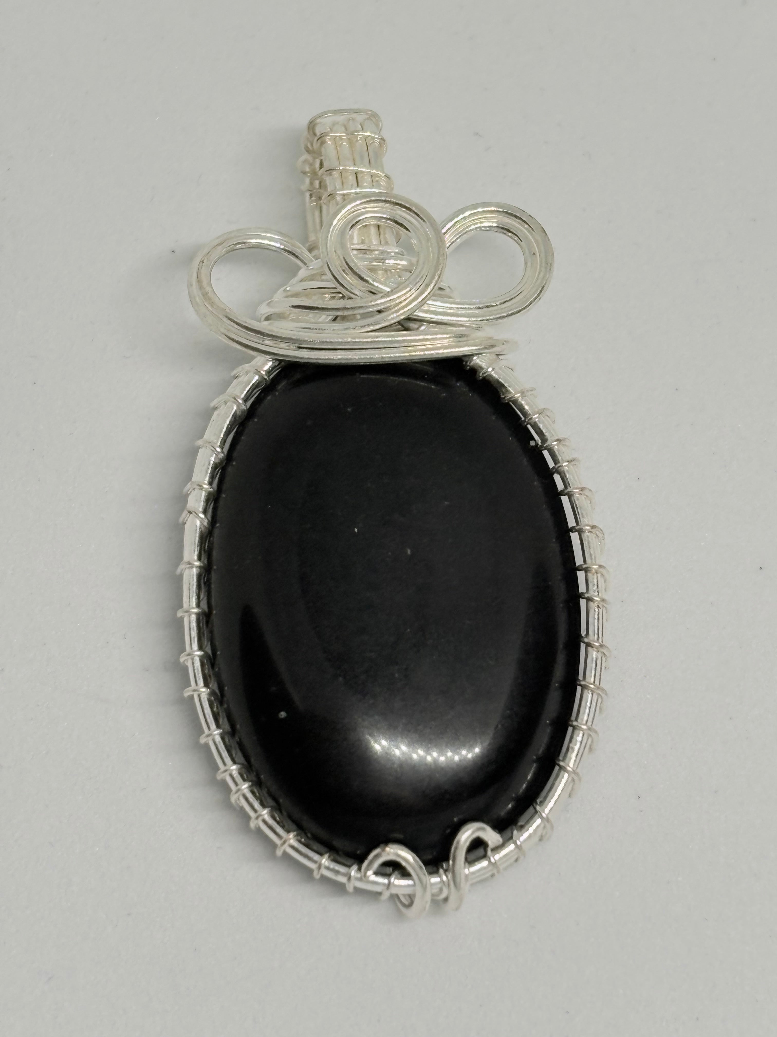 Black Obsidian Wire Wrapped Pendant