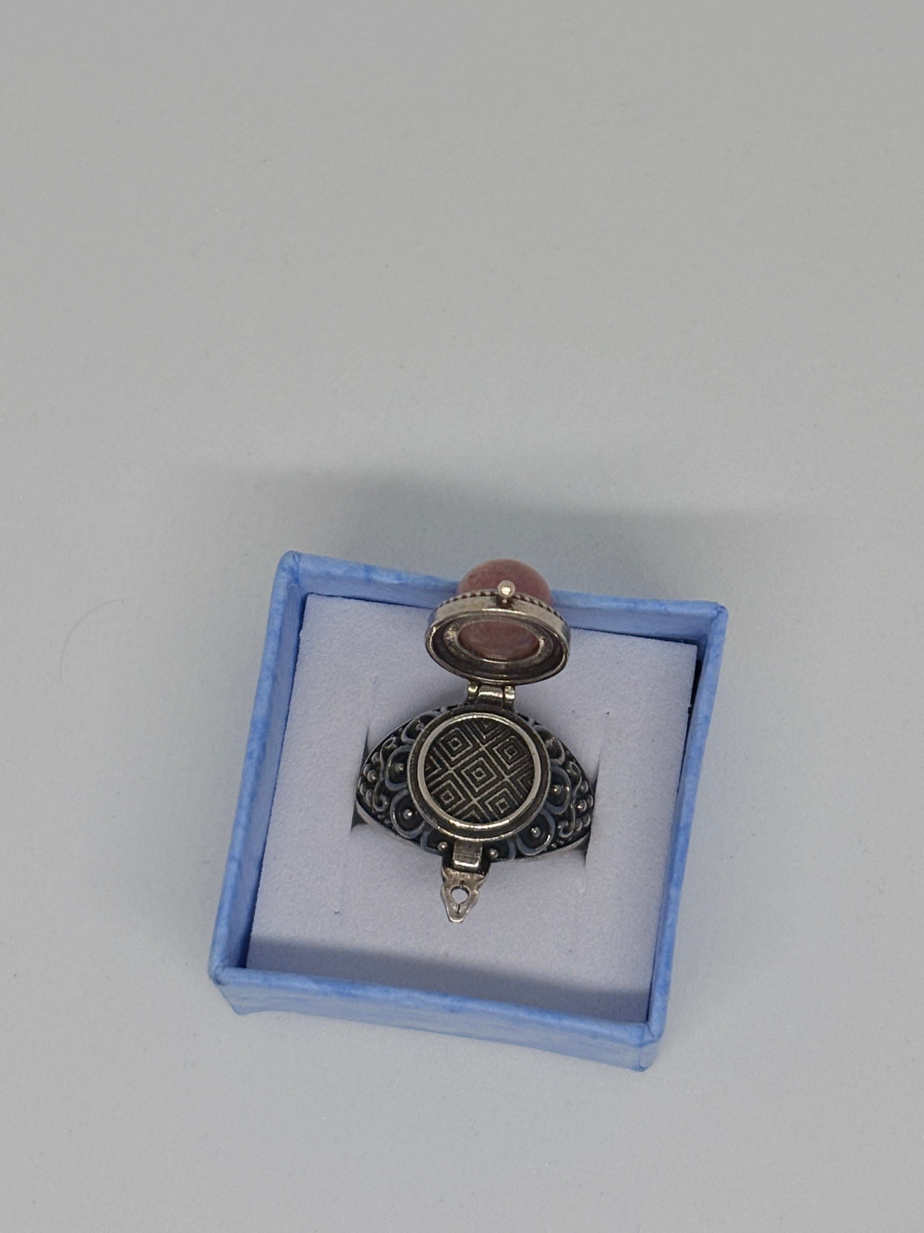 Strawberry Quartz Locket Ring