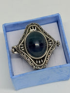 Blue Fluorite Locket Ring