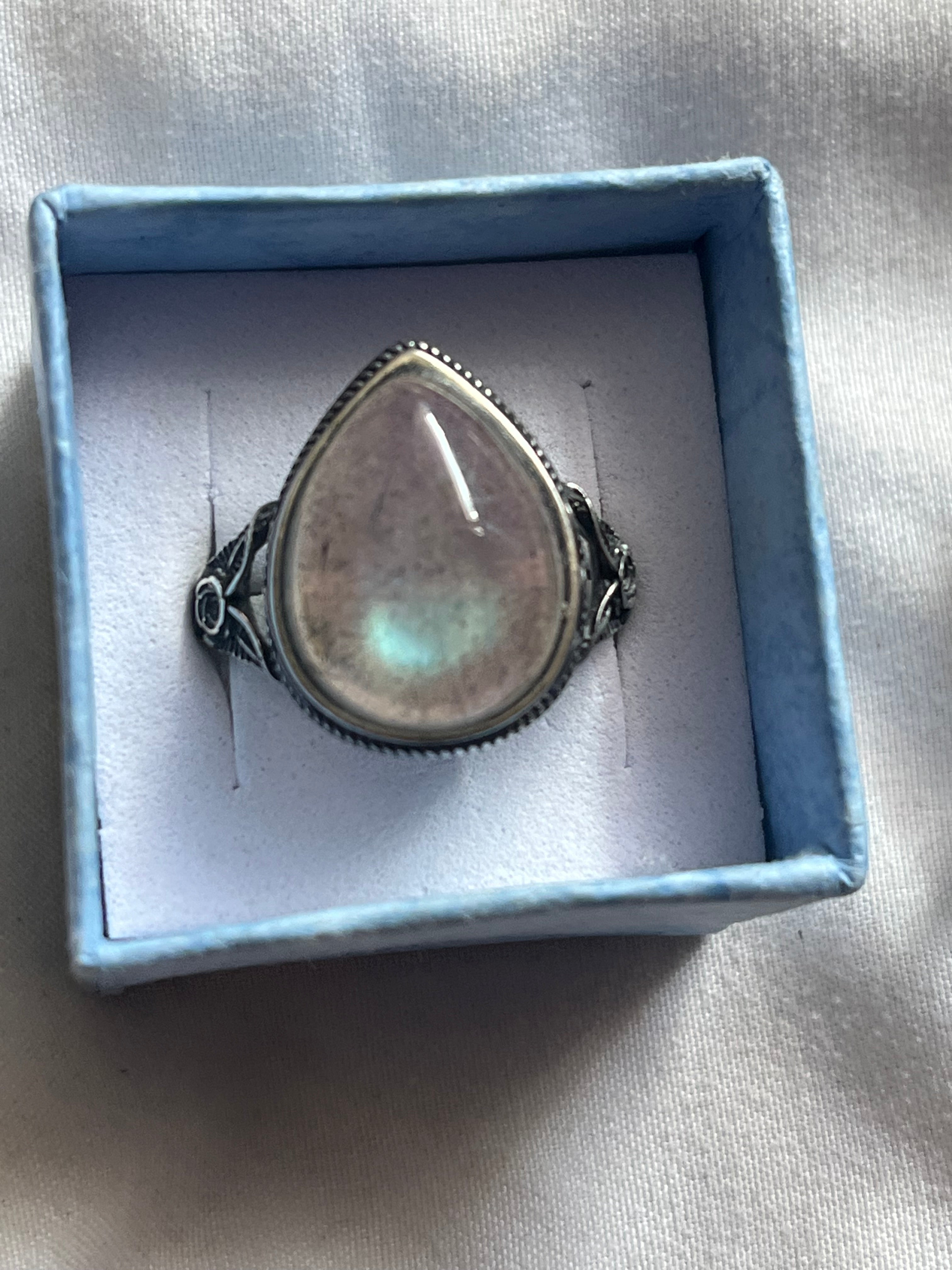 S925 Labradorite Teardrop Ring