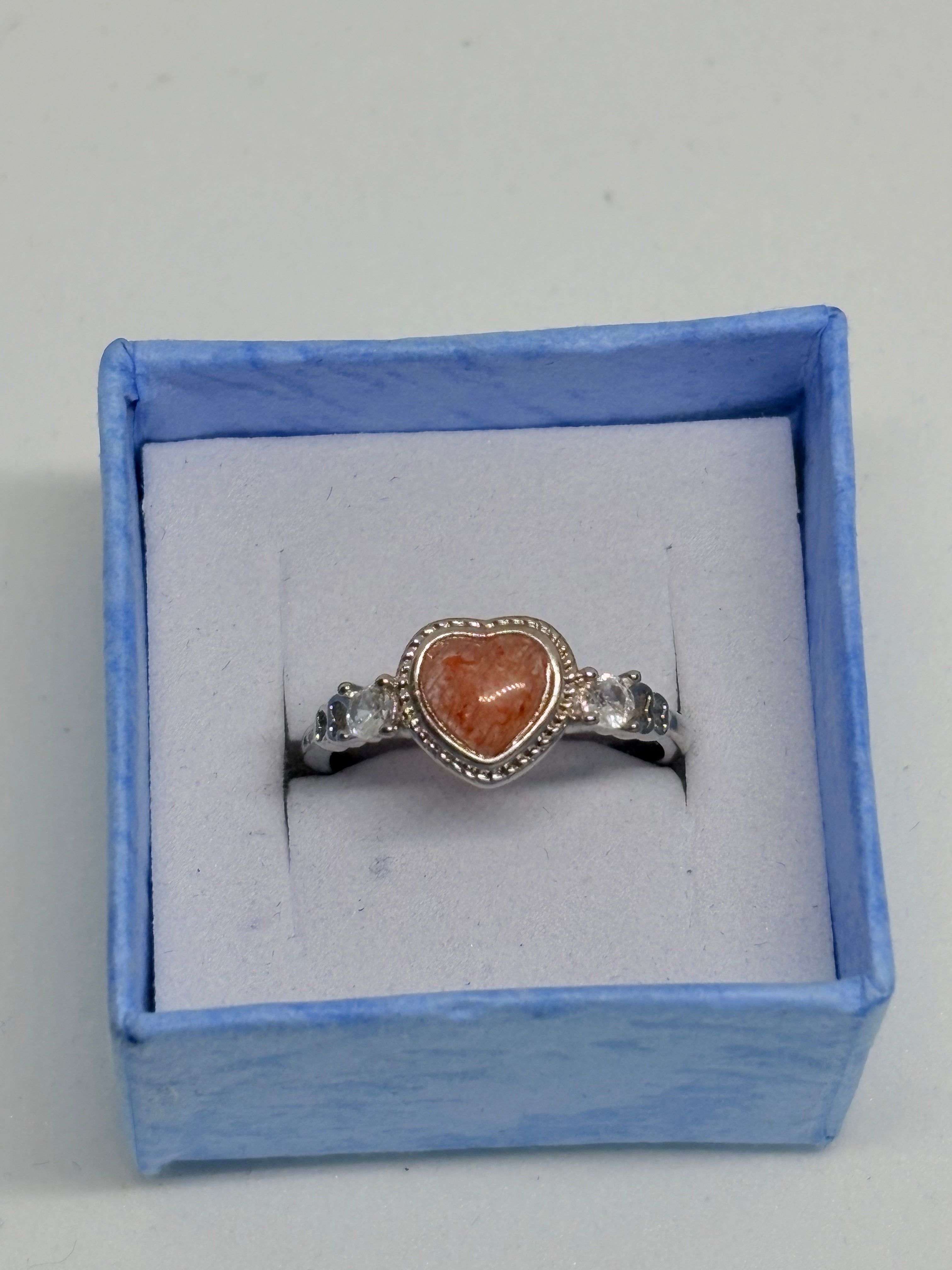 Sunstone Heart Ring
