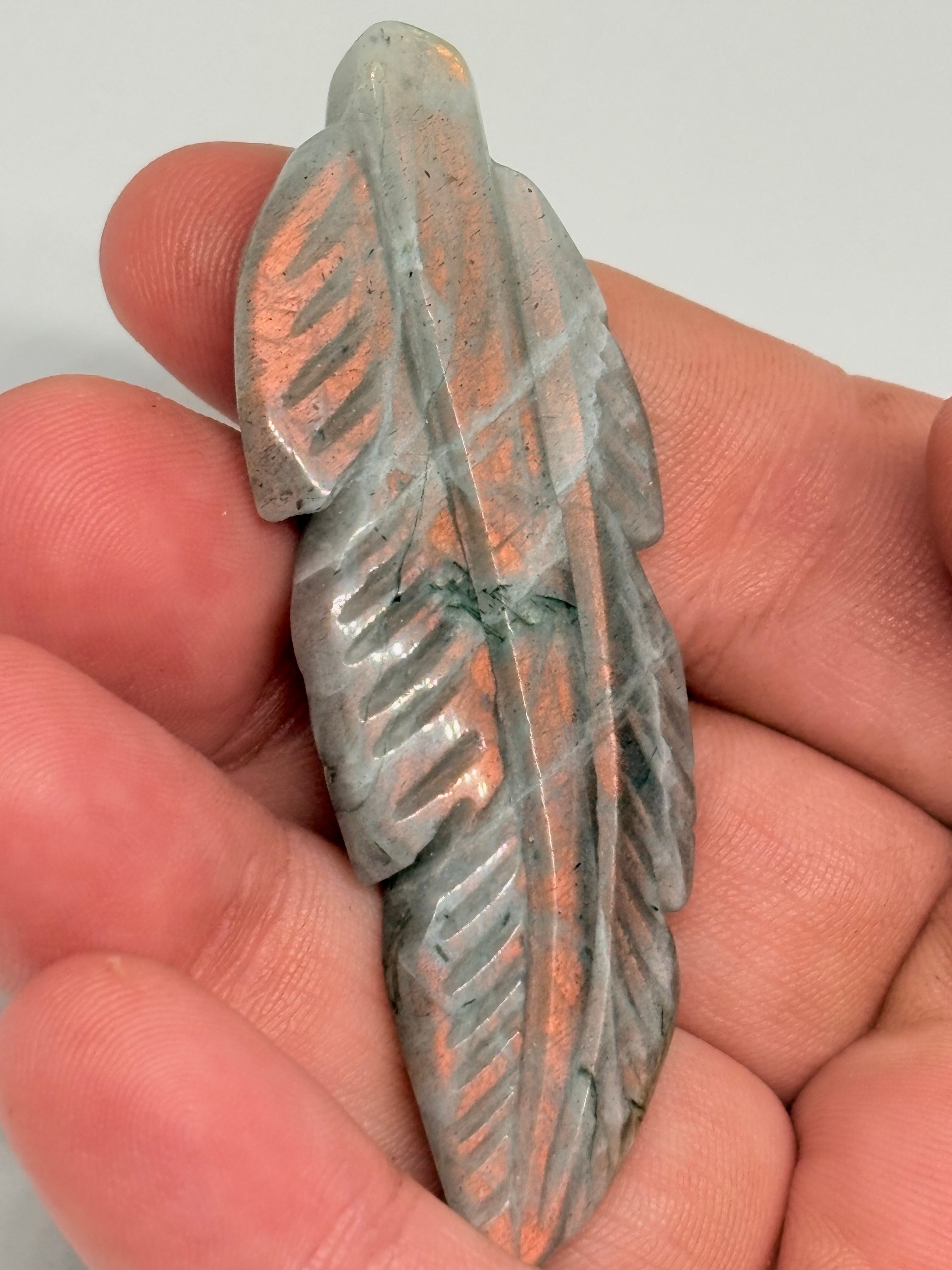 Labradorite Orange Flash Leaf