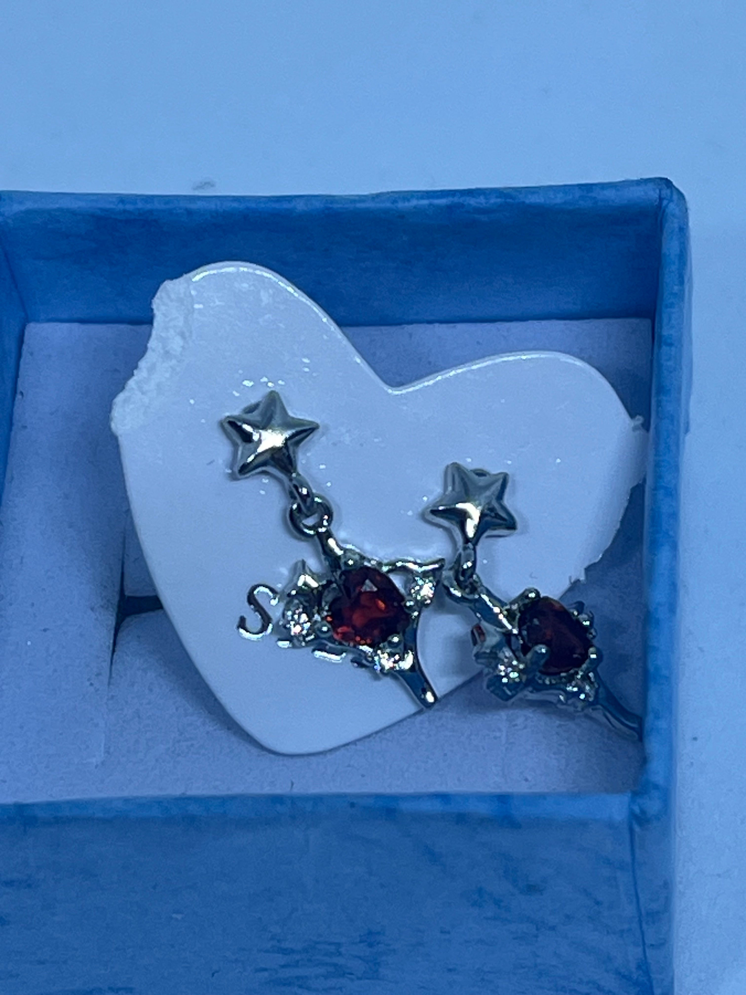 S925 Garnet Star Earrings