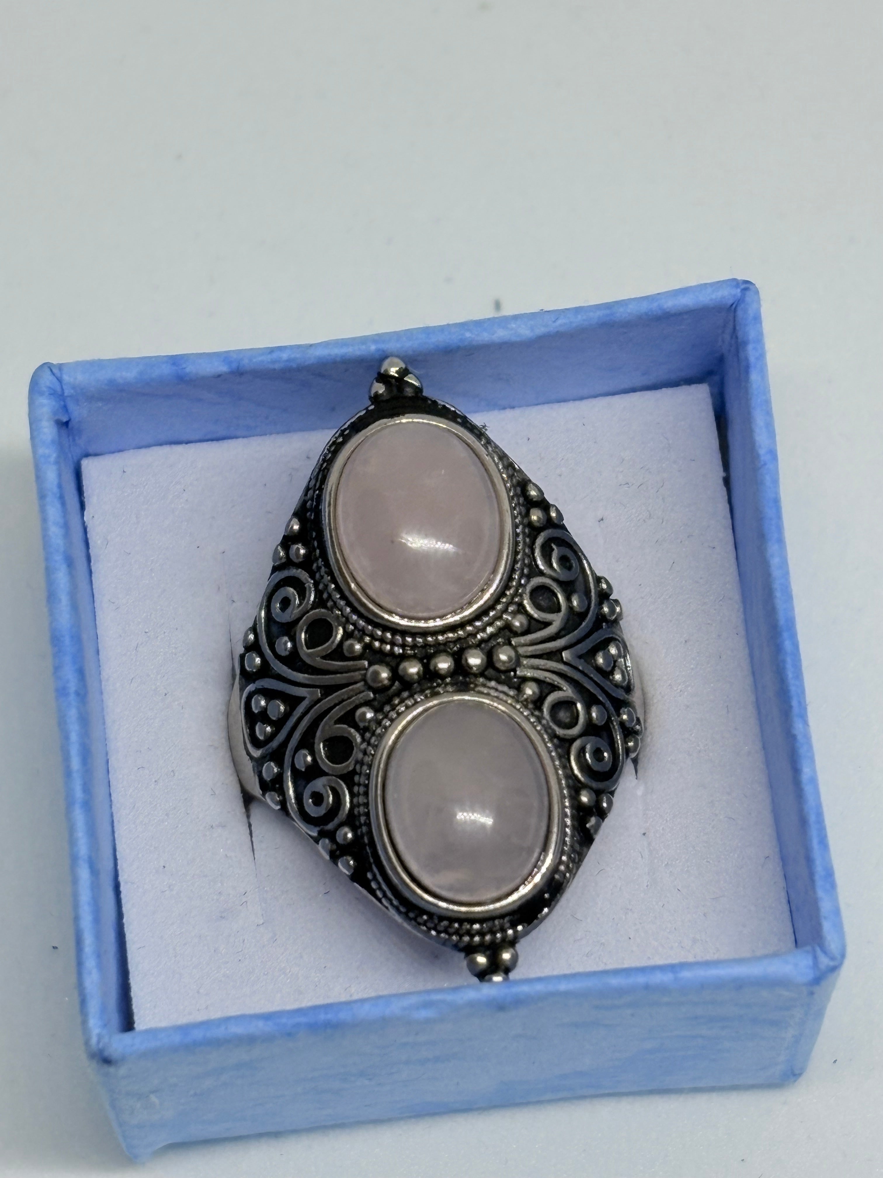 Rose Quartz Double Stone Ring