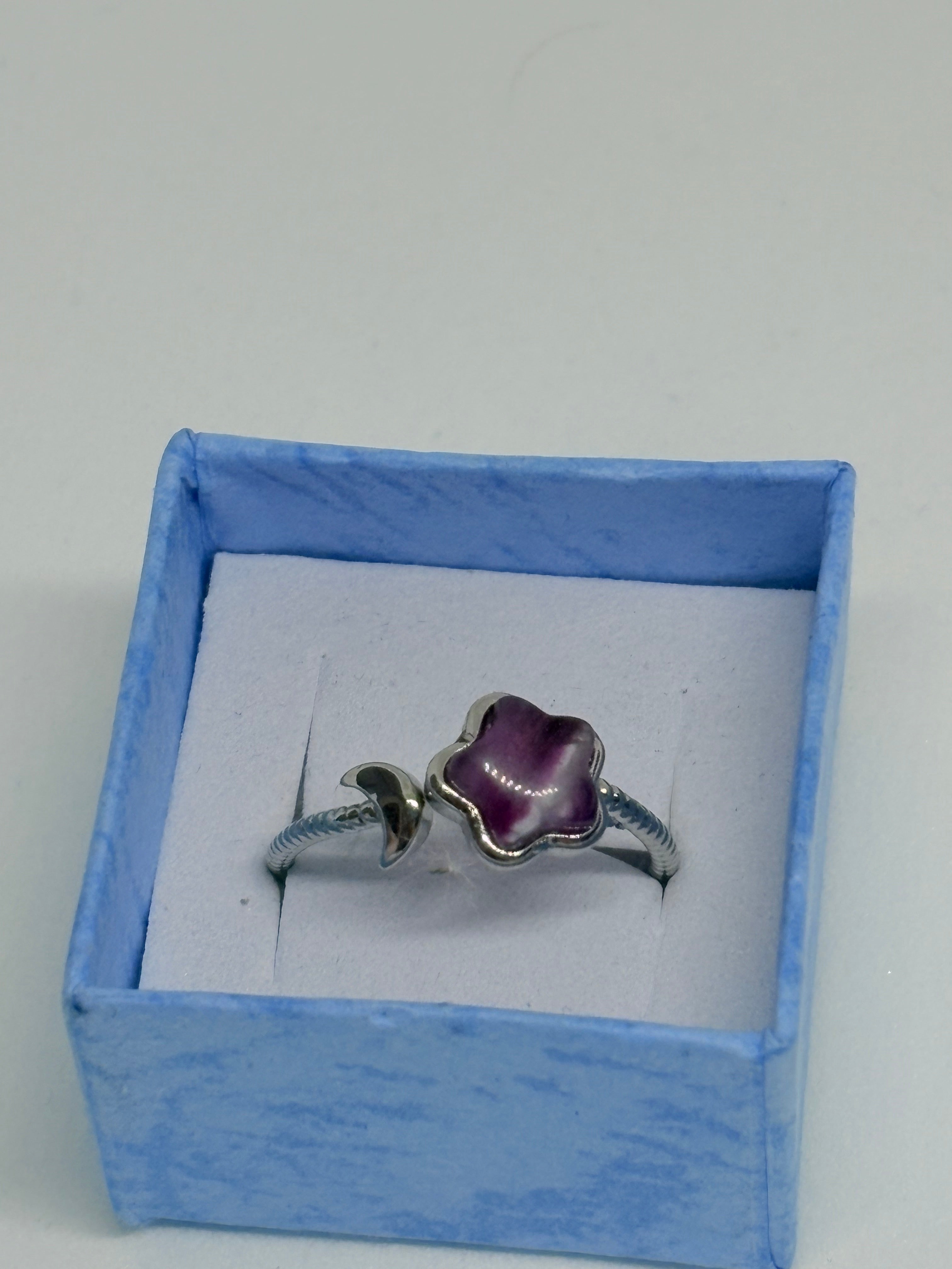 Fluorite Star & Moon Ring