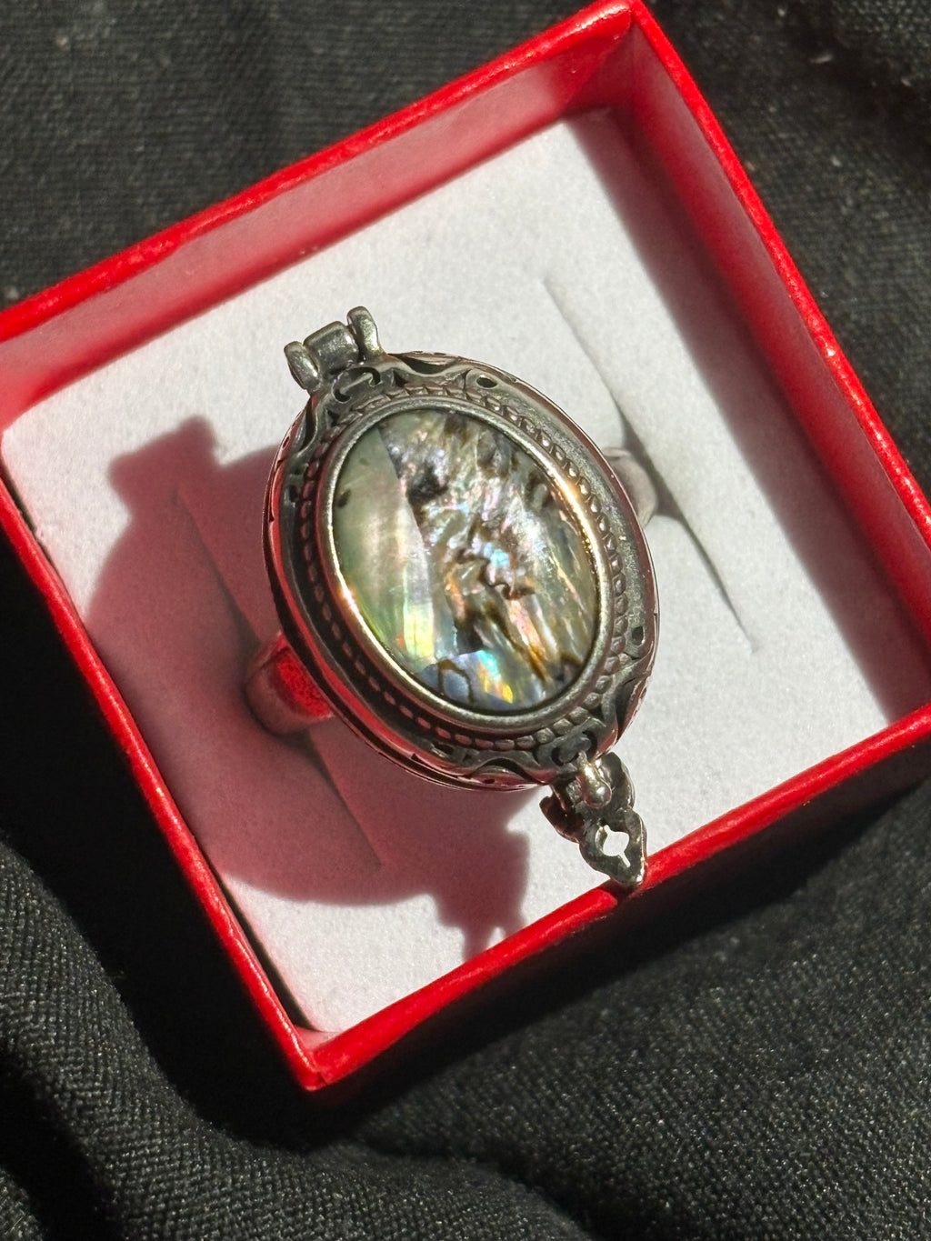 Abalone Shell Locket Ring
