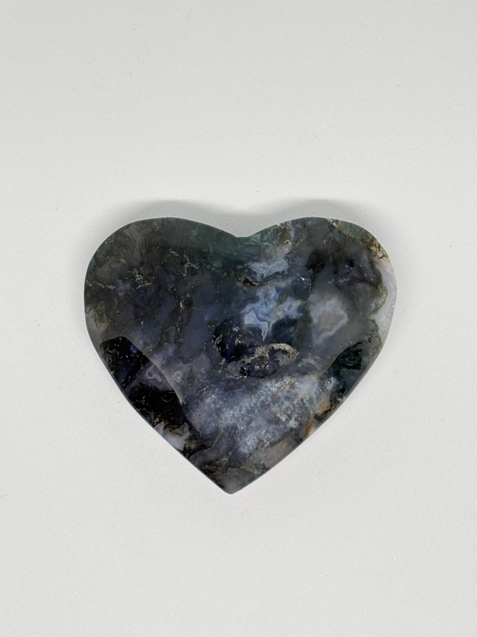 Moss Agate Crystal Heart