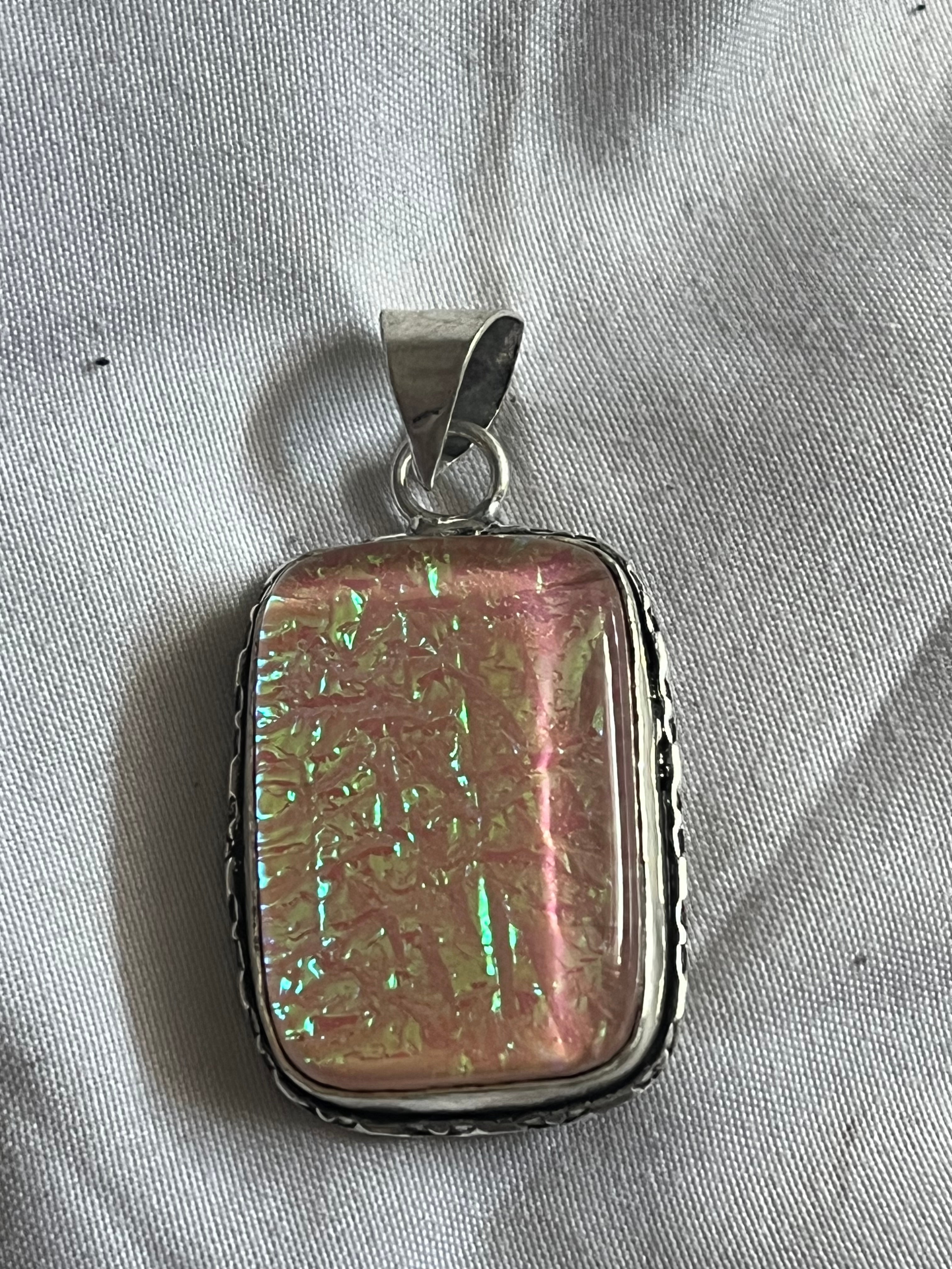 Pink Opal 925 Plated Pendant