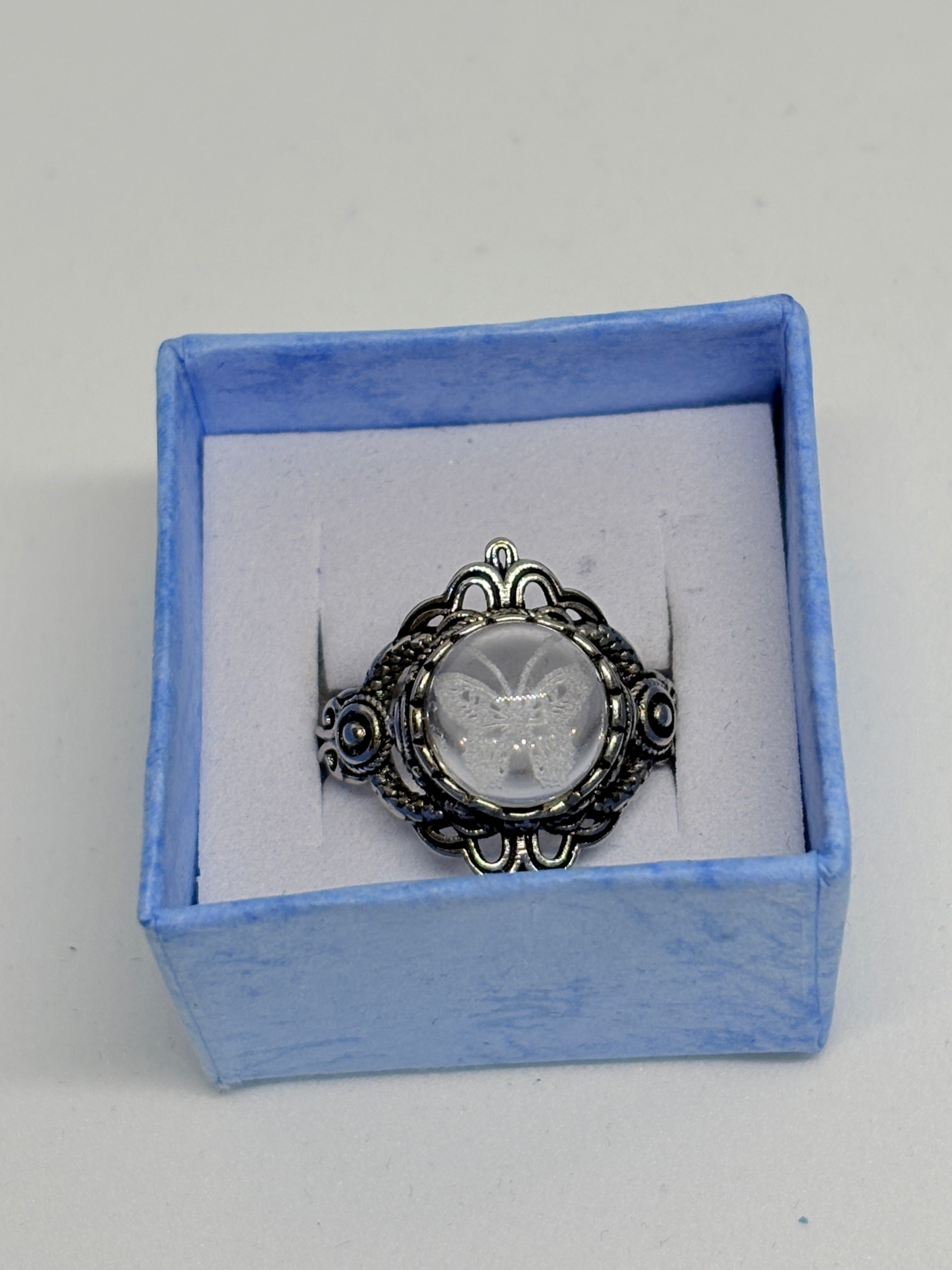 Clear Quartz Butterfly Ring