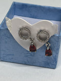 S925 Circle Garnet Earrings