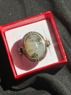 Moss Agate Locket Ring