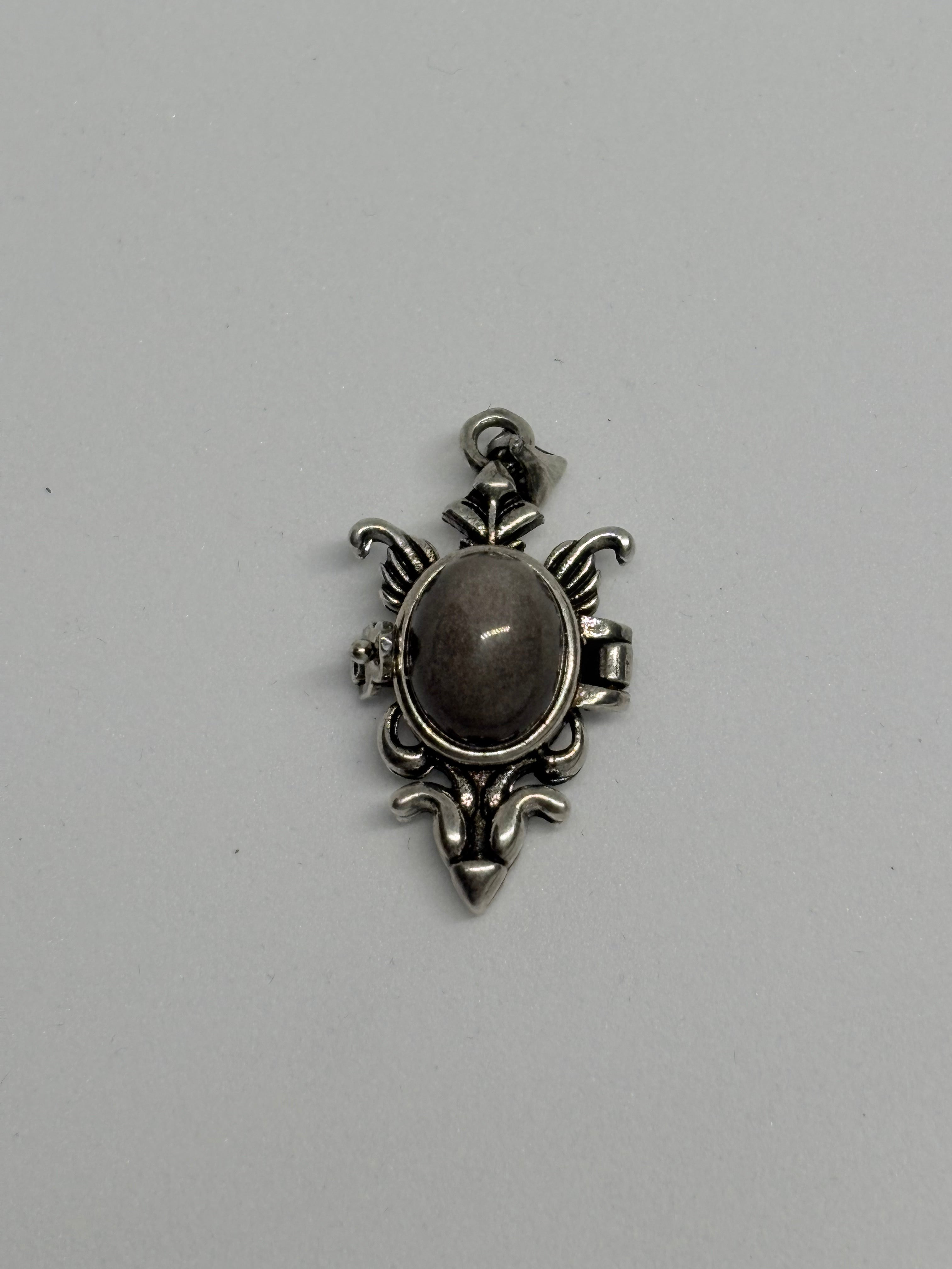 Silver Sheen Obsidian Locket Pendant