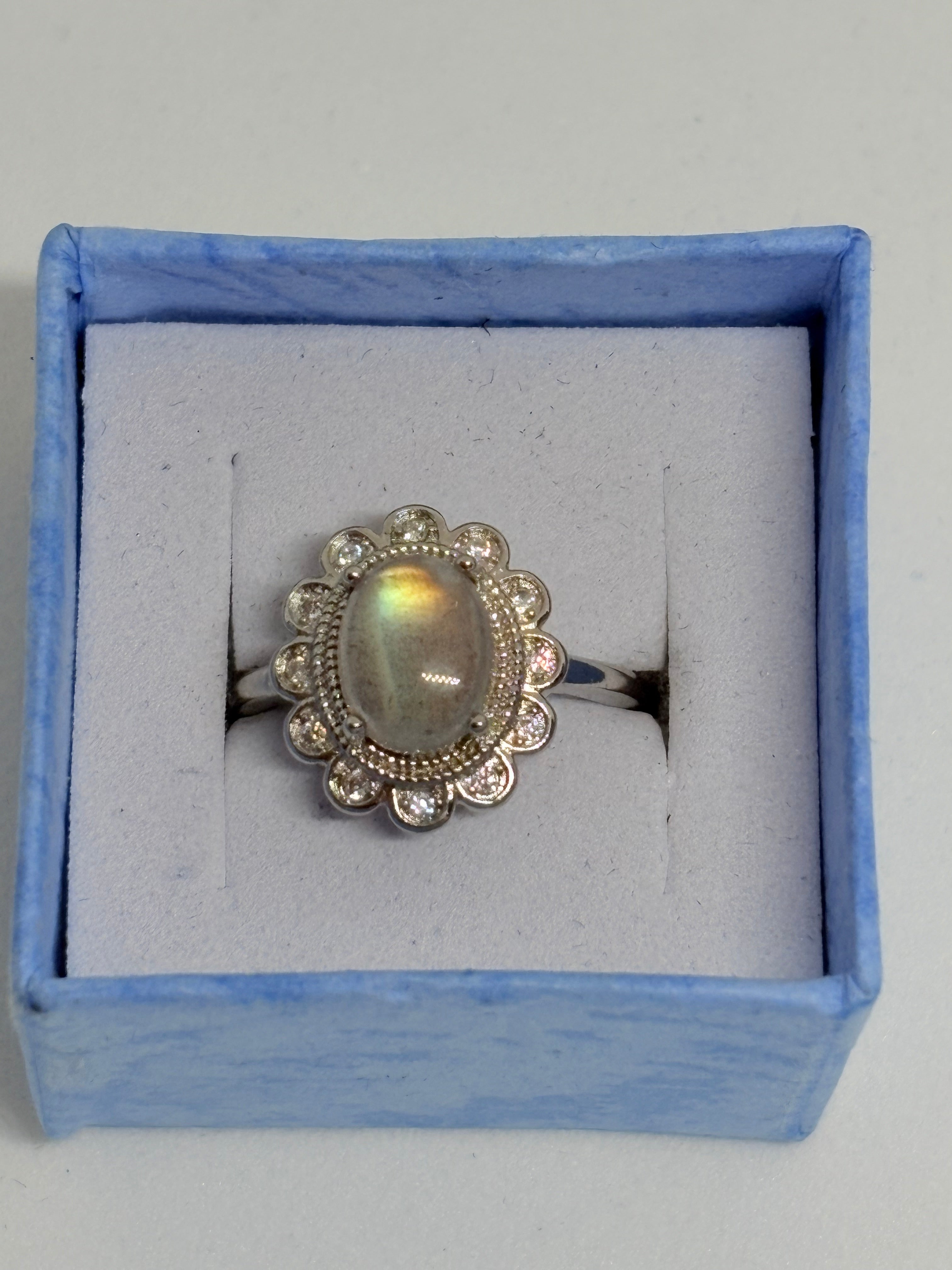 Labradorite Flower Ring